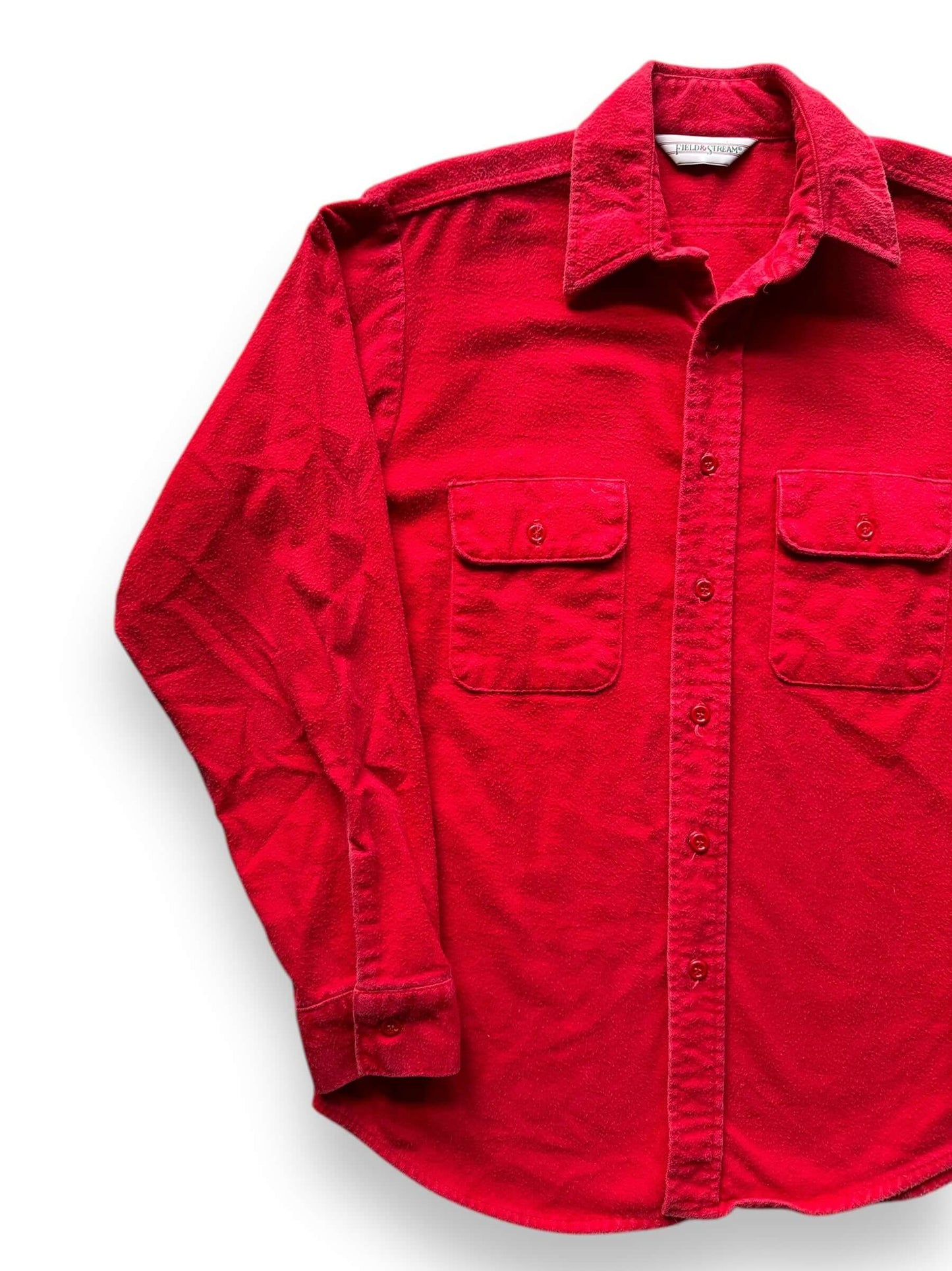 front right of Vintage Field and Stream Red Chamois Shirt SZ M