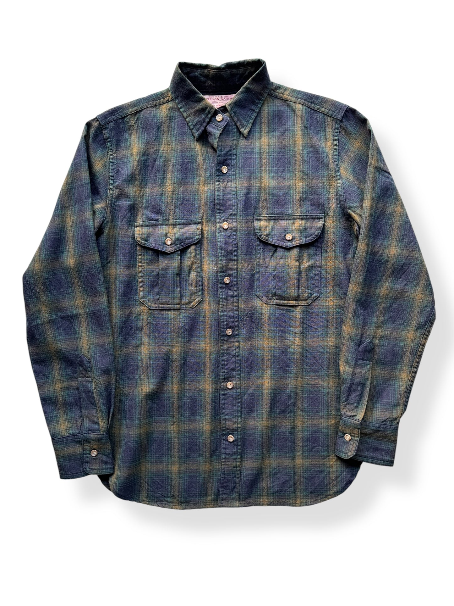 Front of Filson Green & Brown Wool Flannel SZ S