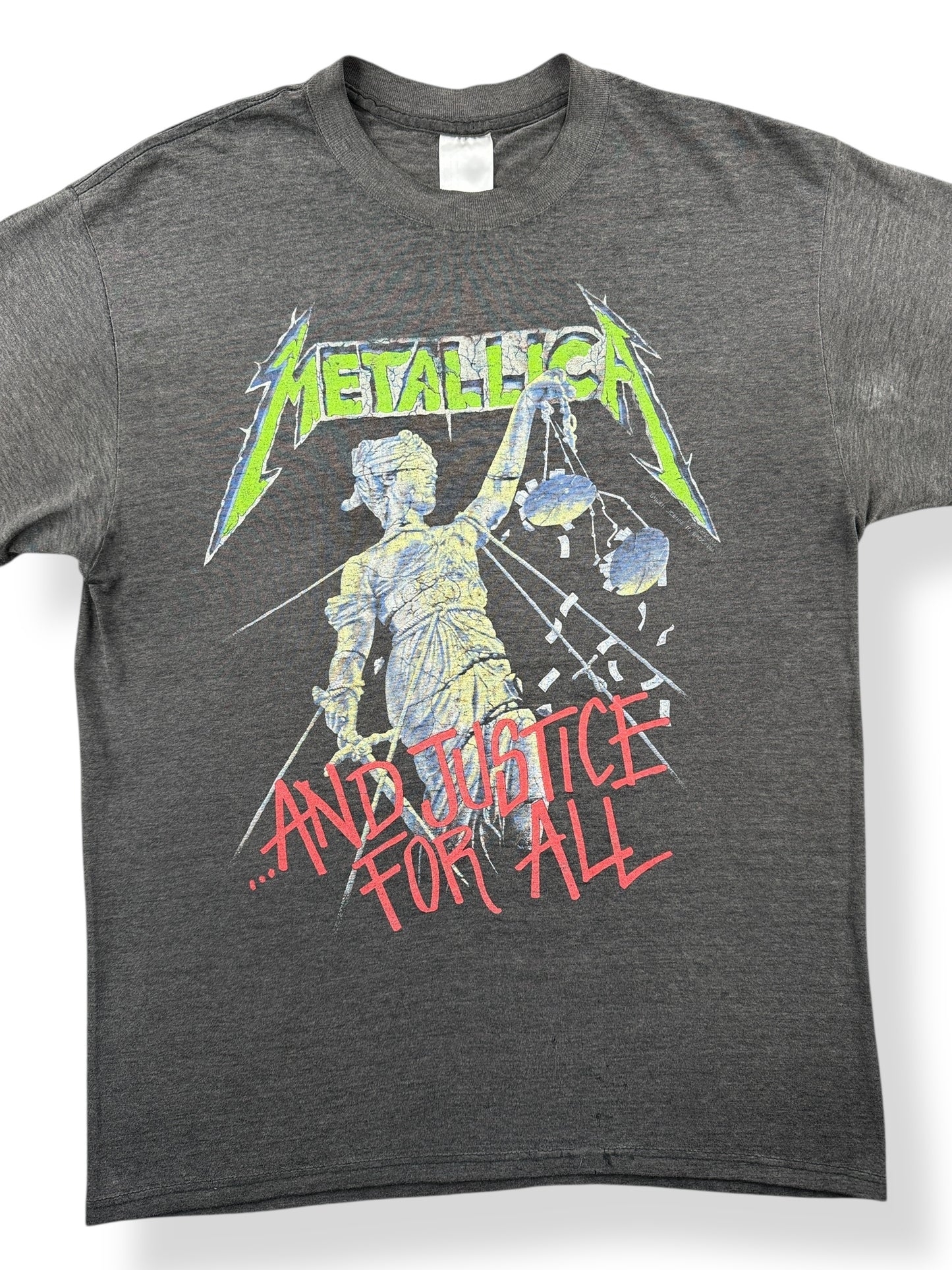 Front Close Up of Vintage Metallica "And Justice For All" 88-89 Tour Tee SZ M