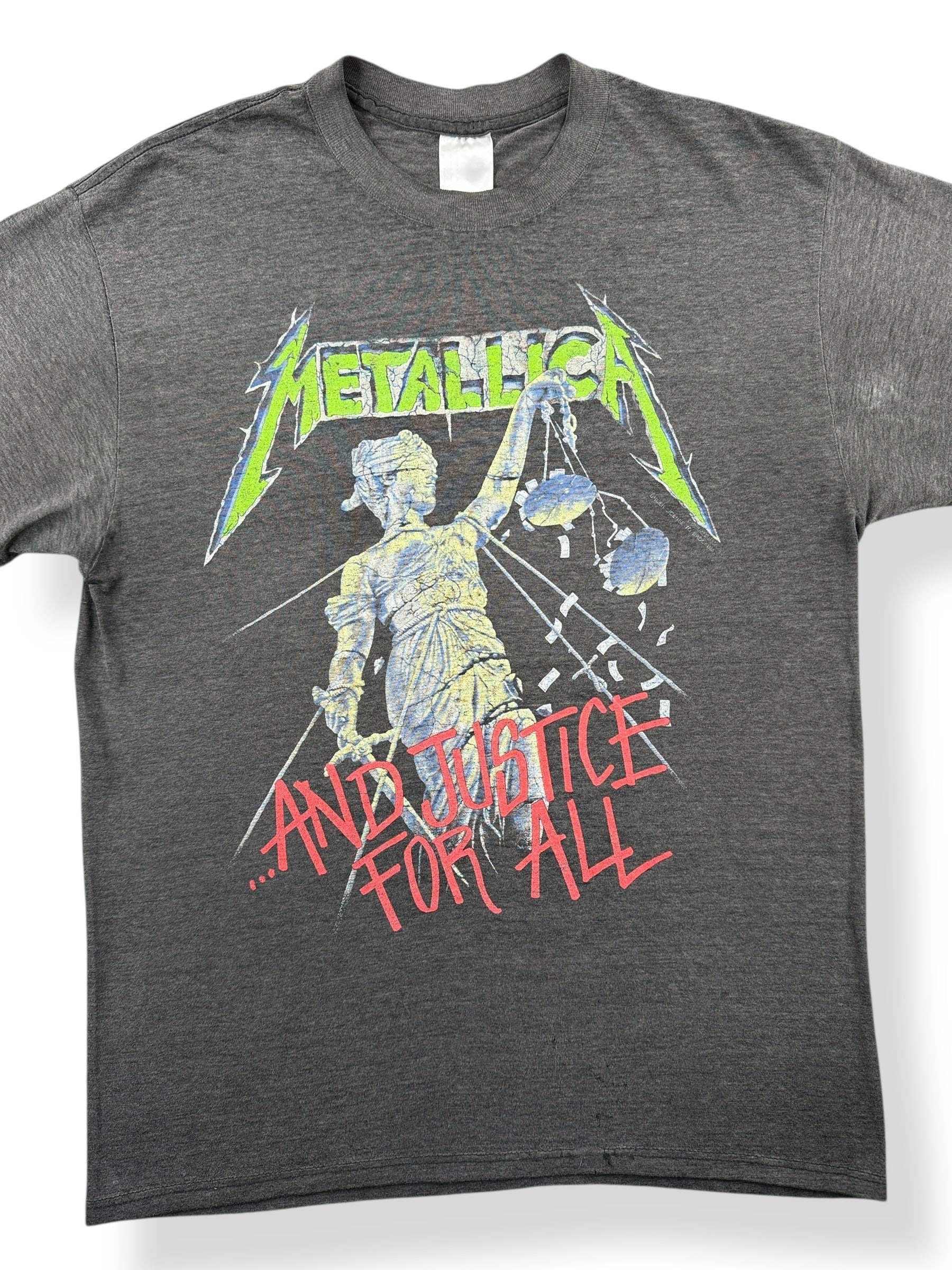 Front Close Up of Vintage Metallica "And Justice For All" 88-89 Tour Tee SZ M