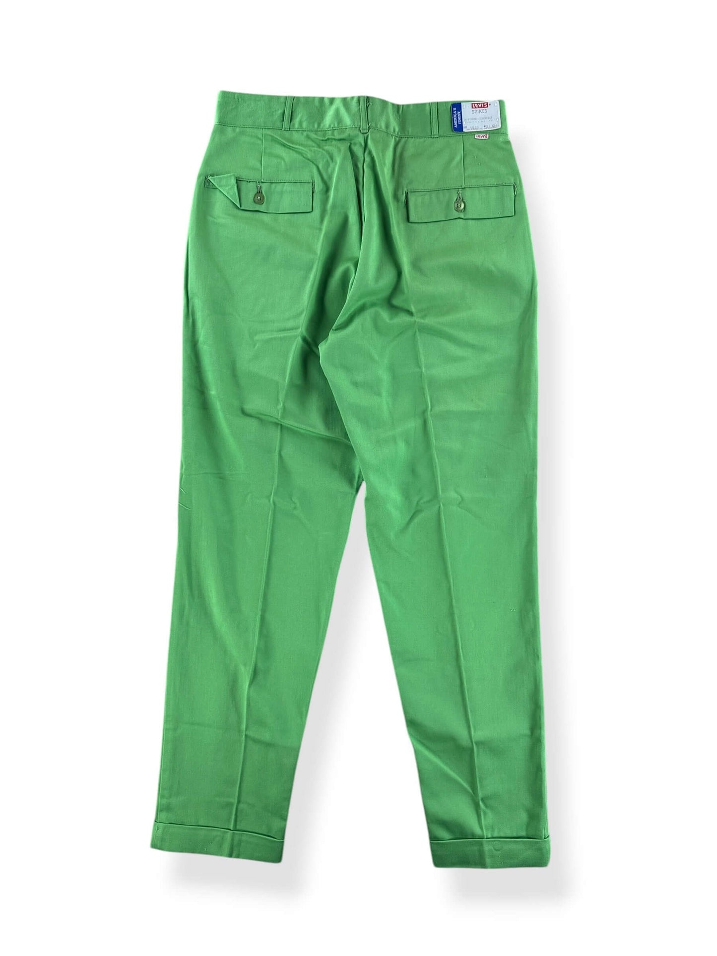 Back of Vintage NOS Green Levi's Wash and Wear Spikes Trousers W31 (Fits W30)
