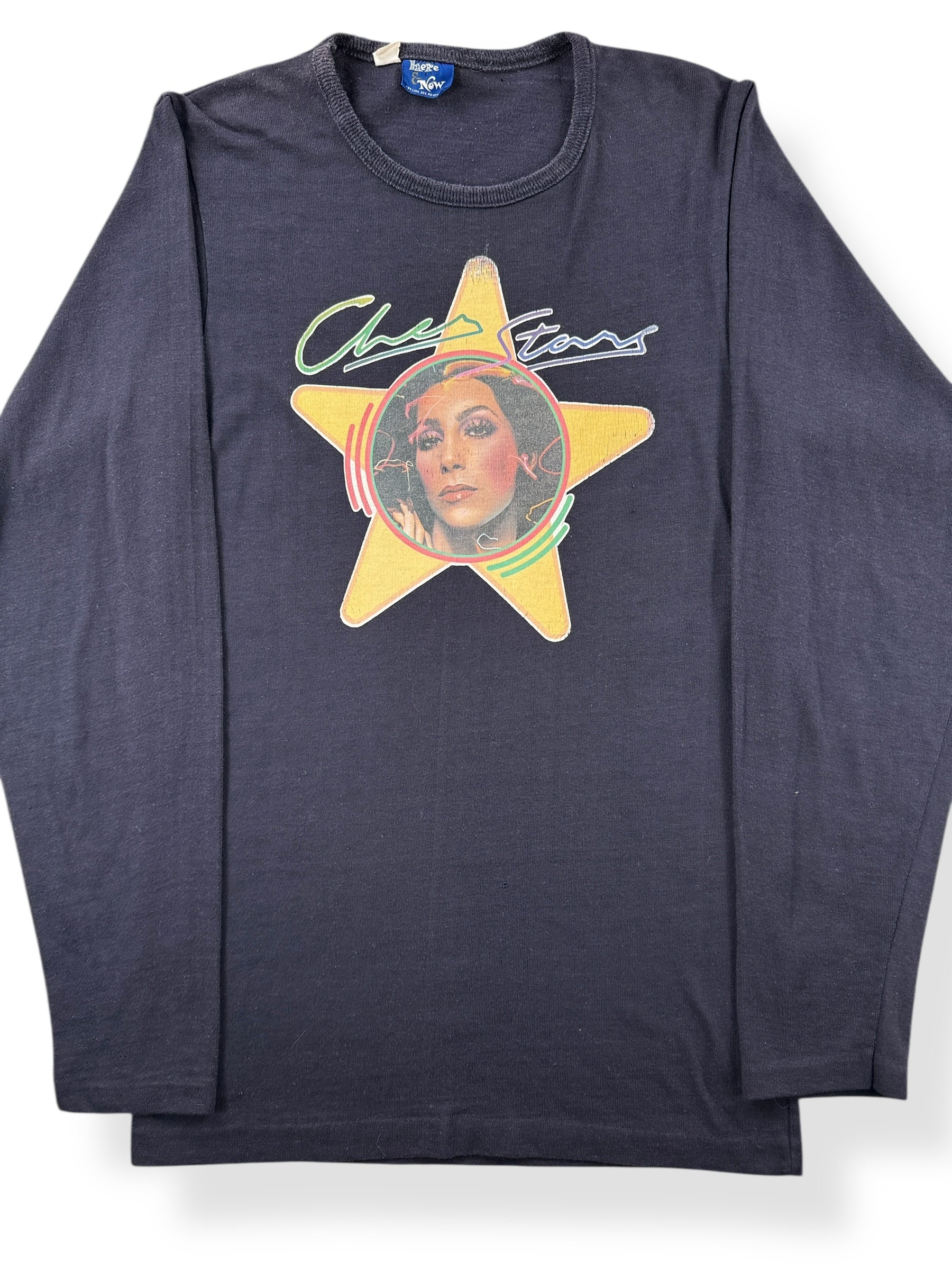 Front Close Up of Vintage 70s Cher LS Tee SZ XS