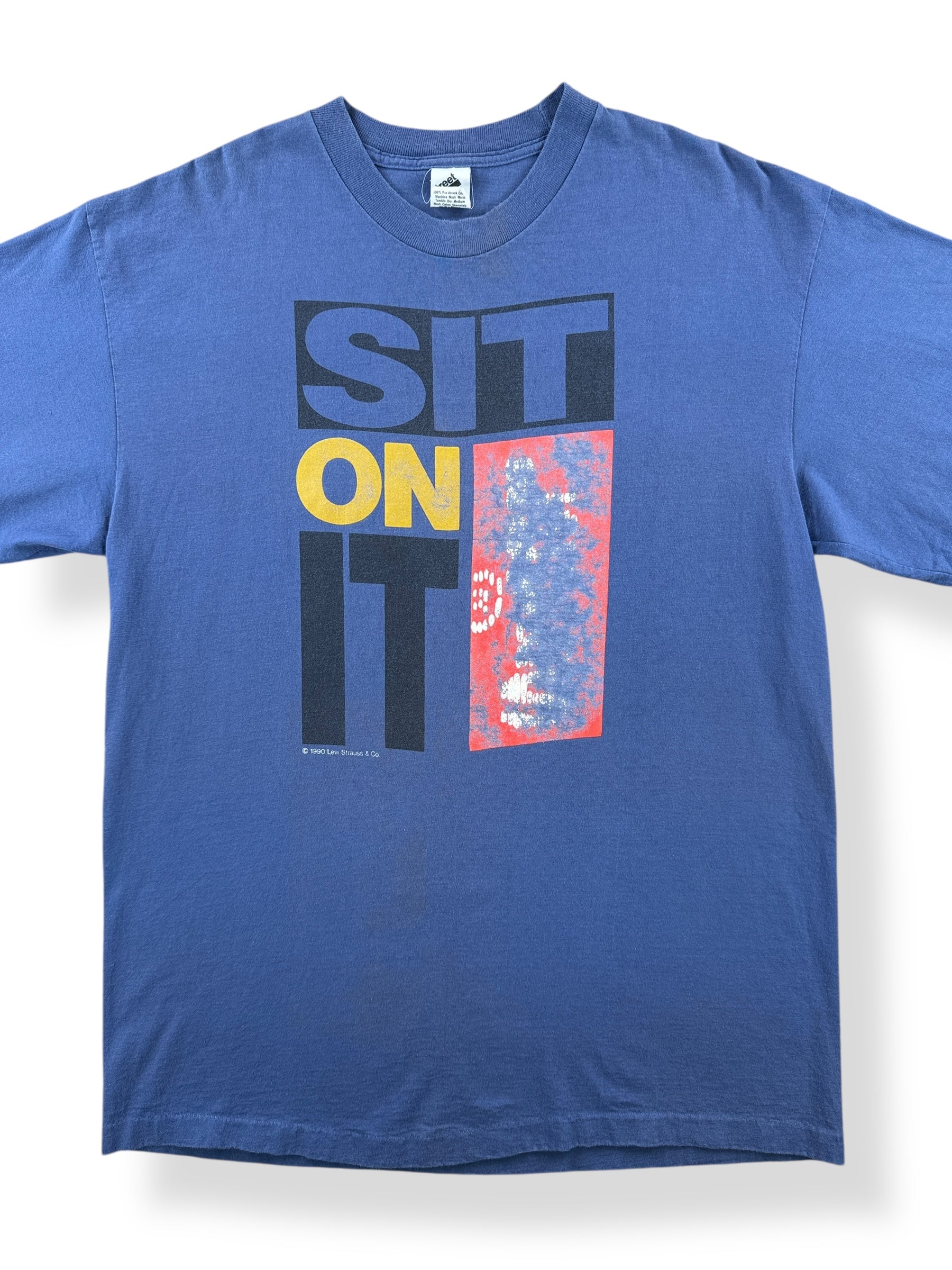 Front Close Up of Vintage Sit On It Levi's Tee SZ L