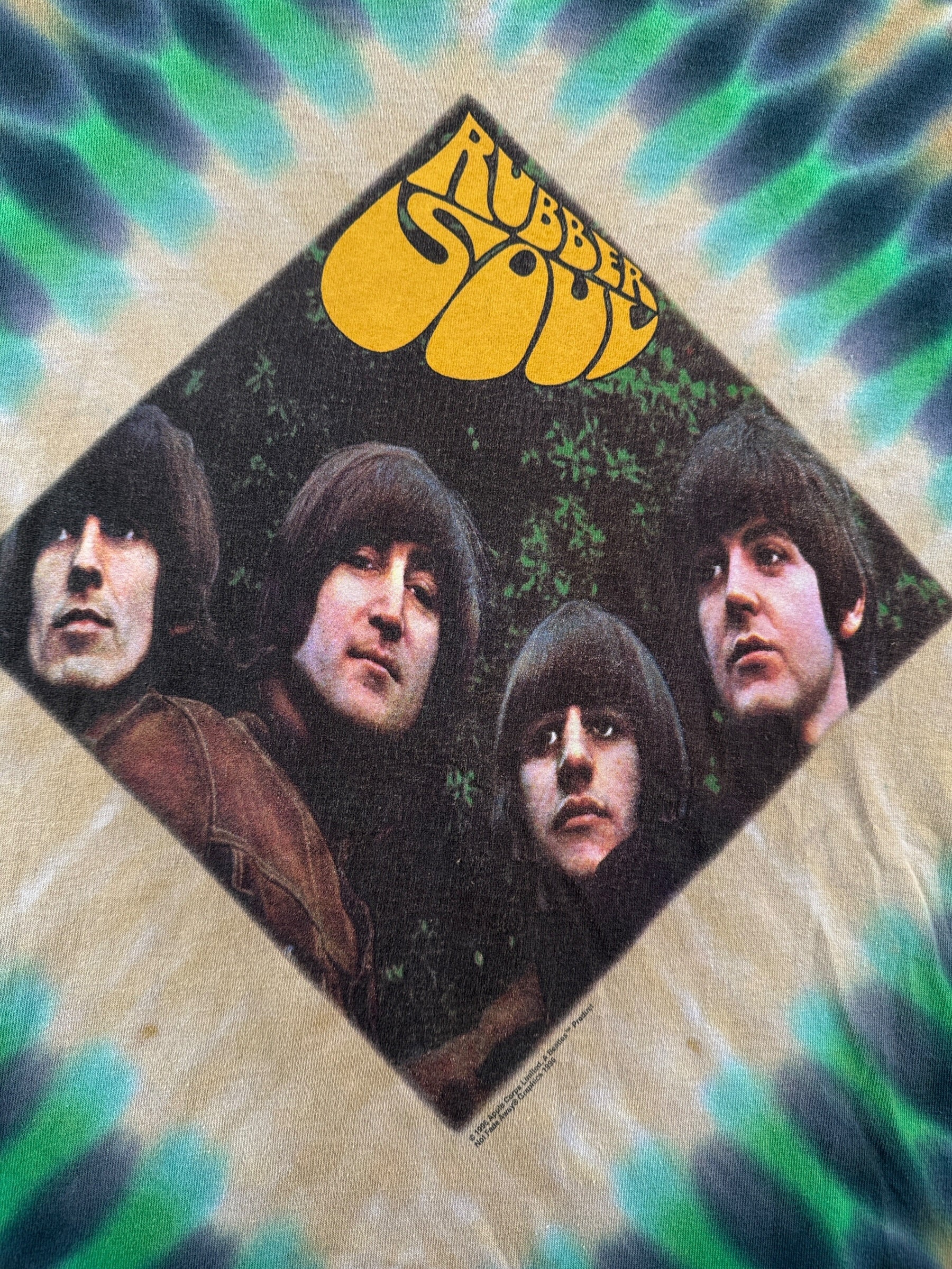 Graphic of Vintage 90s The Beatles Rubber Soul Long Sleeve Tee SZ XL