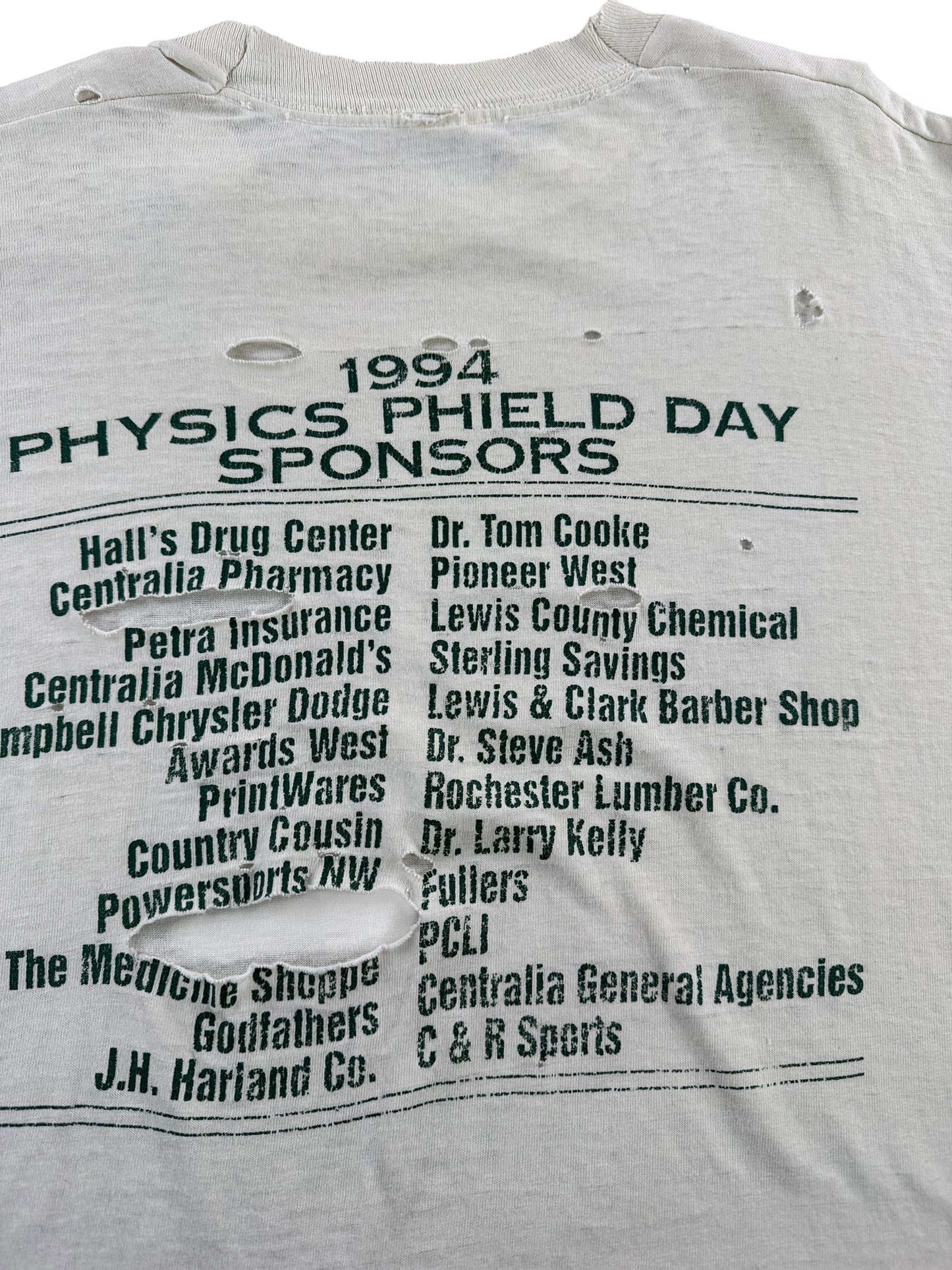 Back Graphic of Vintage Physics Phield Day Thrasher Tee SZ XL
