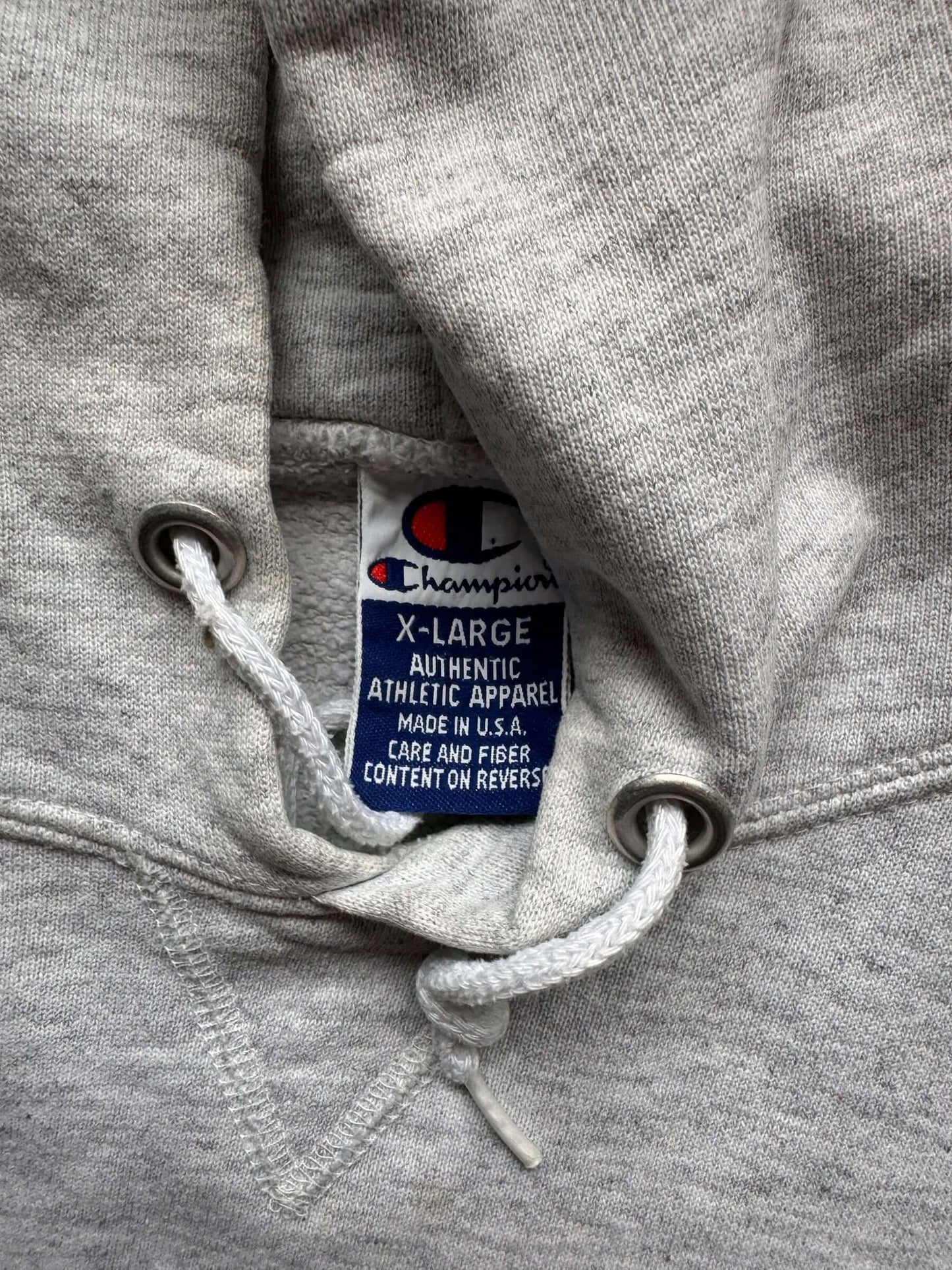 Tag View on Vintage Champion Heather Grey Hoodie SZ XL