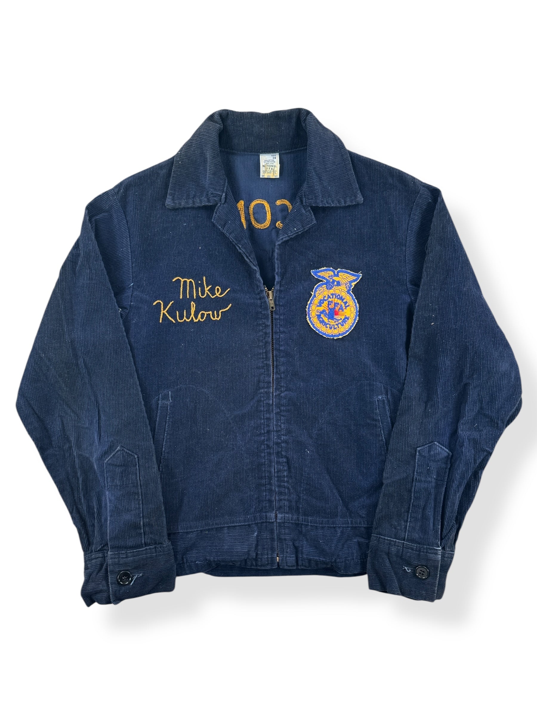Front of Vintage Elkhart Lake Wisconsin FFA Jacket SZ 38