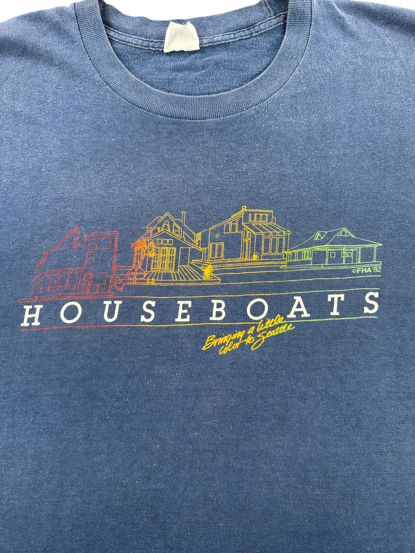 Graphic of Vintage 80s Seattle Houseboat Tee SZ L