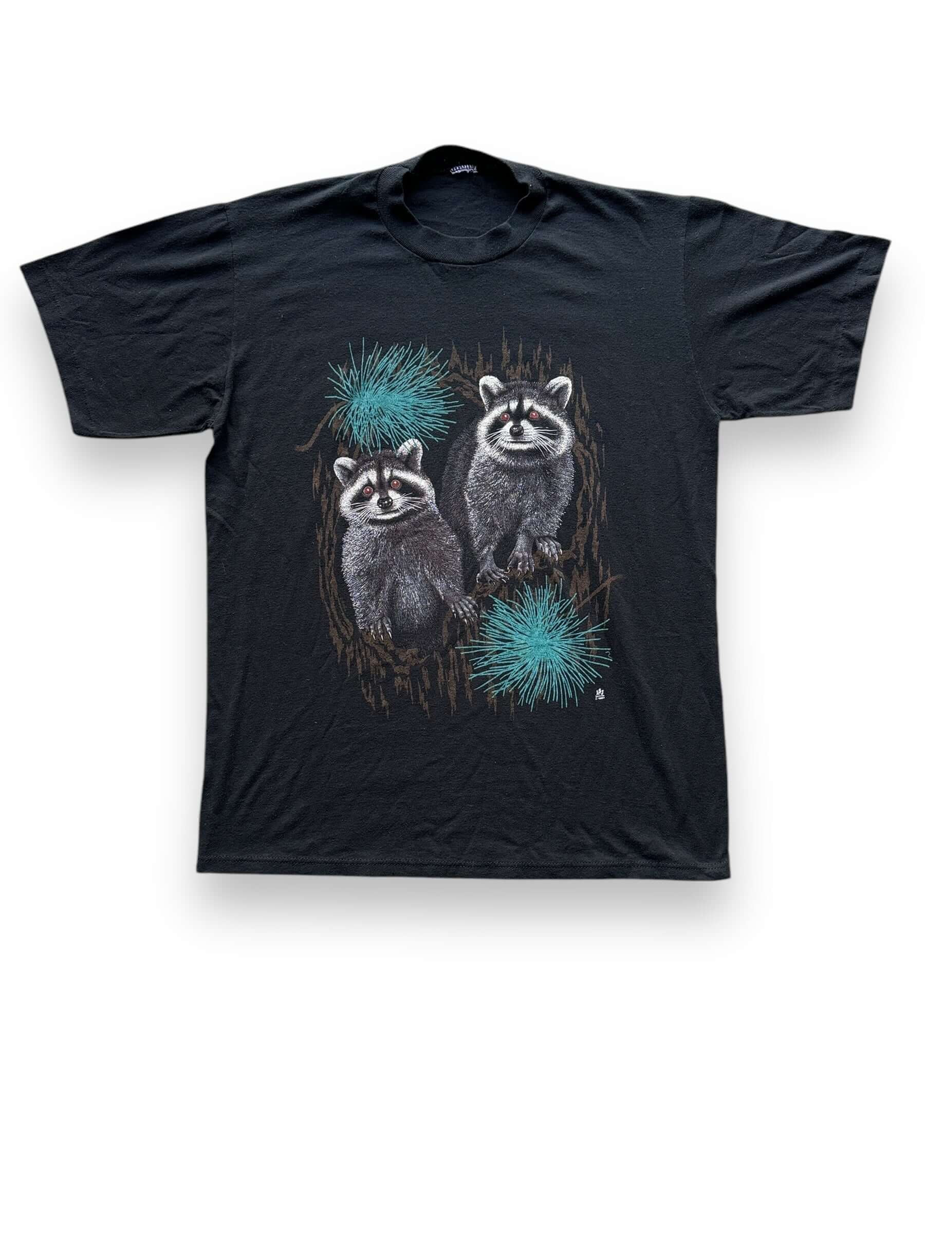 Front View of Vintage Single Stitch Double Raccoon Tee SZ L