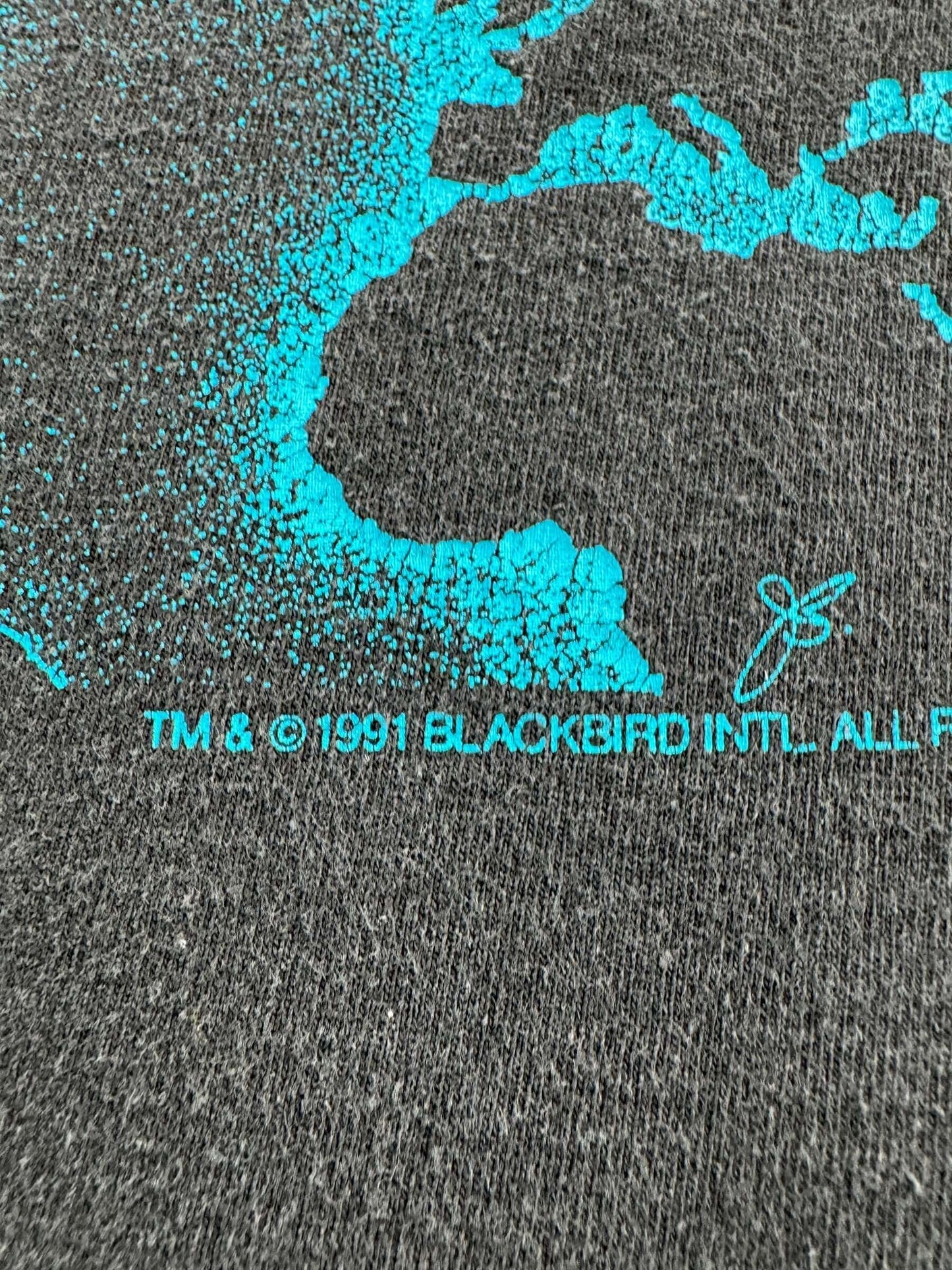 Trademark on Vintage F-22 Fighter Jet Tee SZ L
