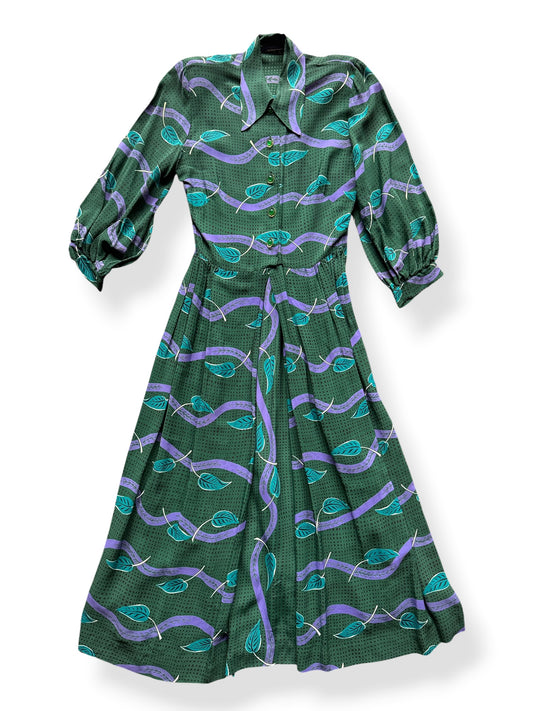 Front of Vintage 40s Leaf Print Dress SZ S - AS IS