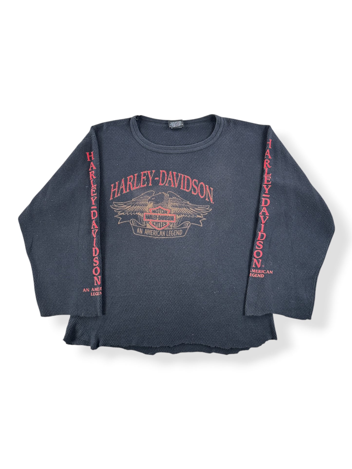 Front of Vintage '92 Olympia Harley Davidson Thermal SZ 3XL (Fits L)