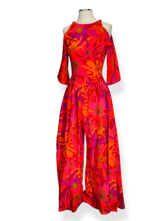 Front view of 1960s Waltah Clark's Aloha Palazzo Pantsuit S