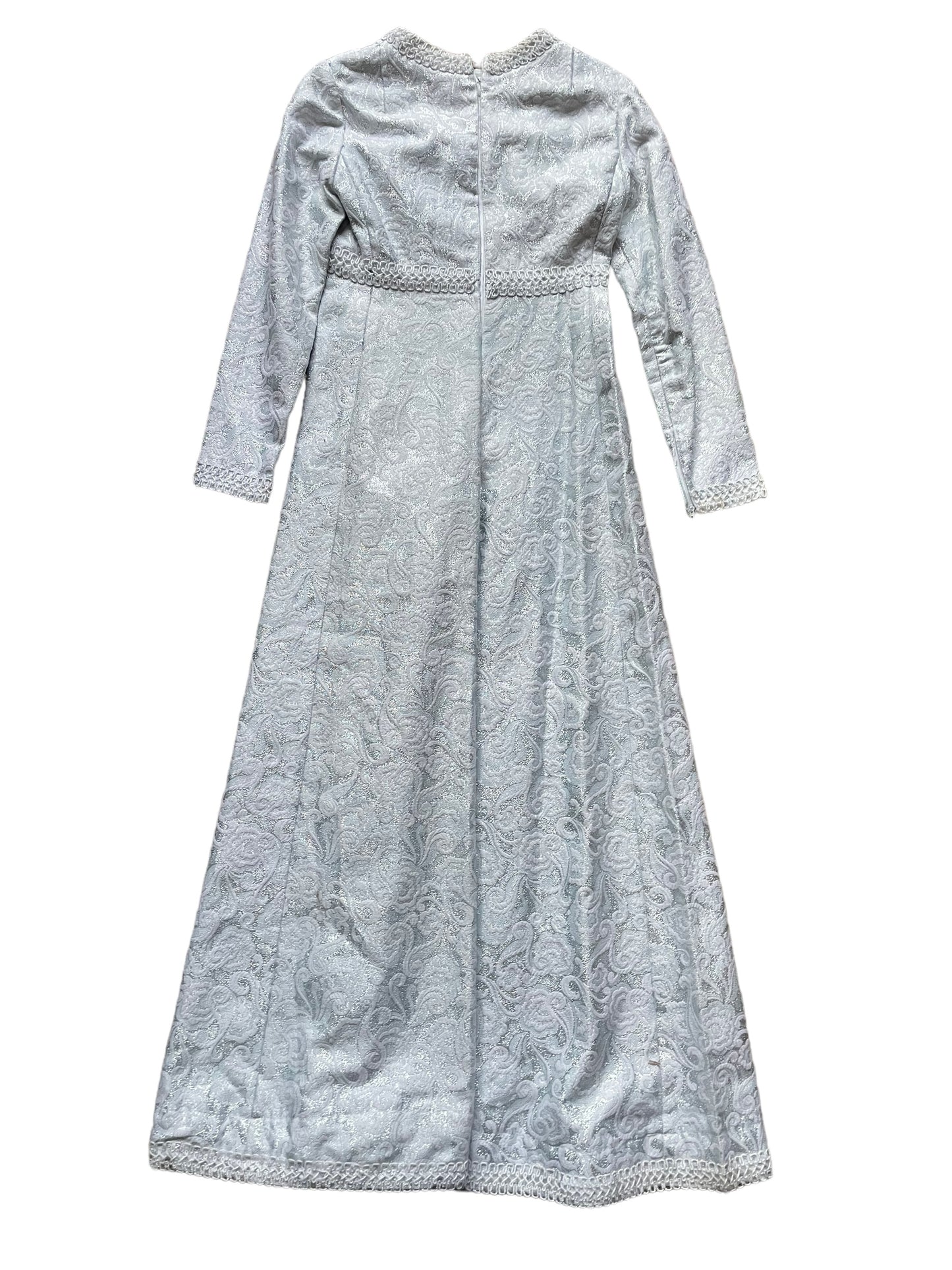 Full back view of Vintage 1960s Silver Maxi Dress SZ S |  Barn Owl Ladies Vintage | Seattle Vintage 1960s Dresses
