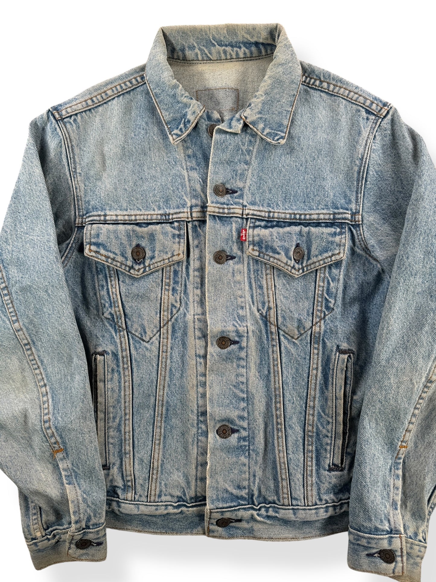 Front Close Up of Vintage 70's Levi's Dark Wash Type 3 Jacket SZ S