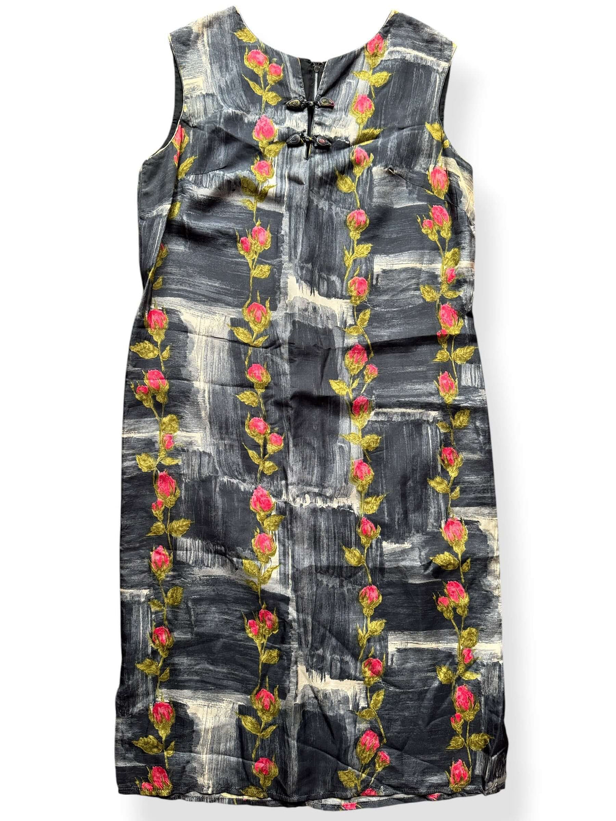 Close-up of Vintage 1960s Chi Chi Fashions Silk Dress SZ 10 (Fits M)
