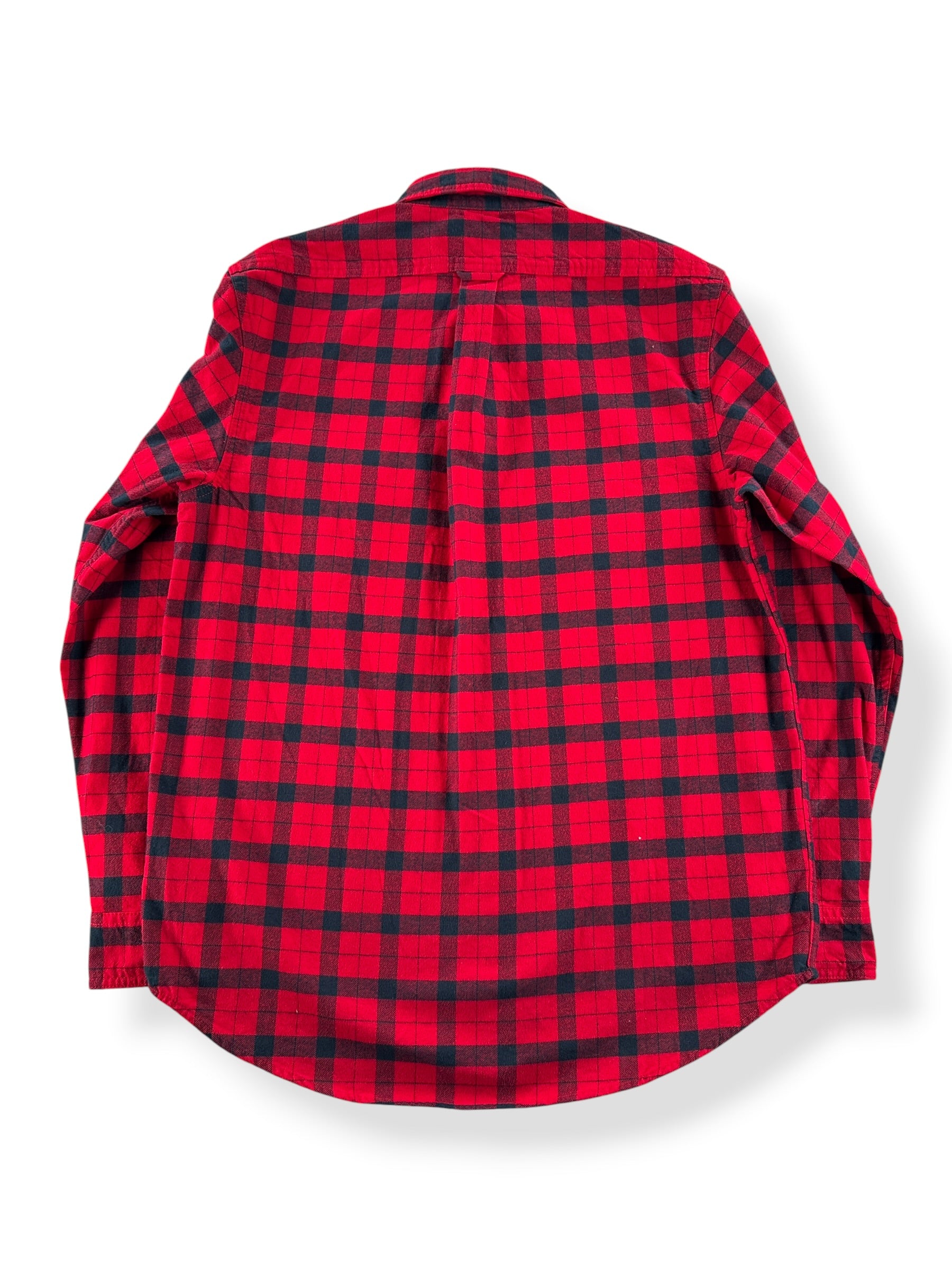 Back of Filson Red and Black Alaska Guide Shirt SZ S