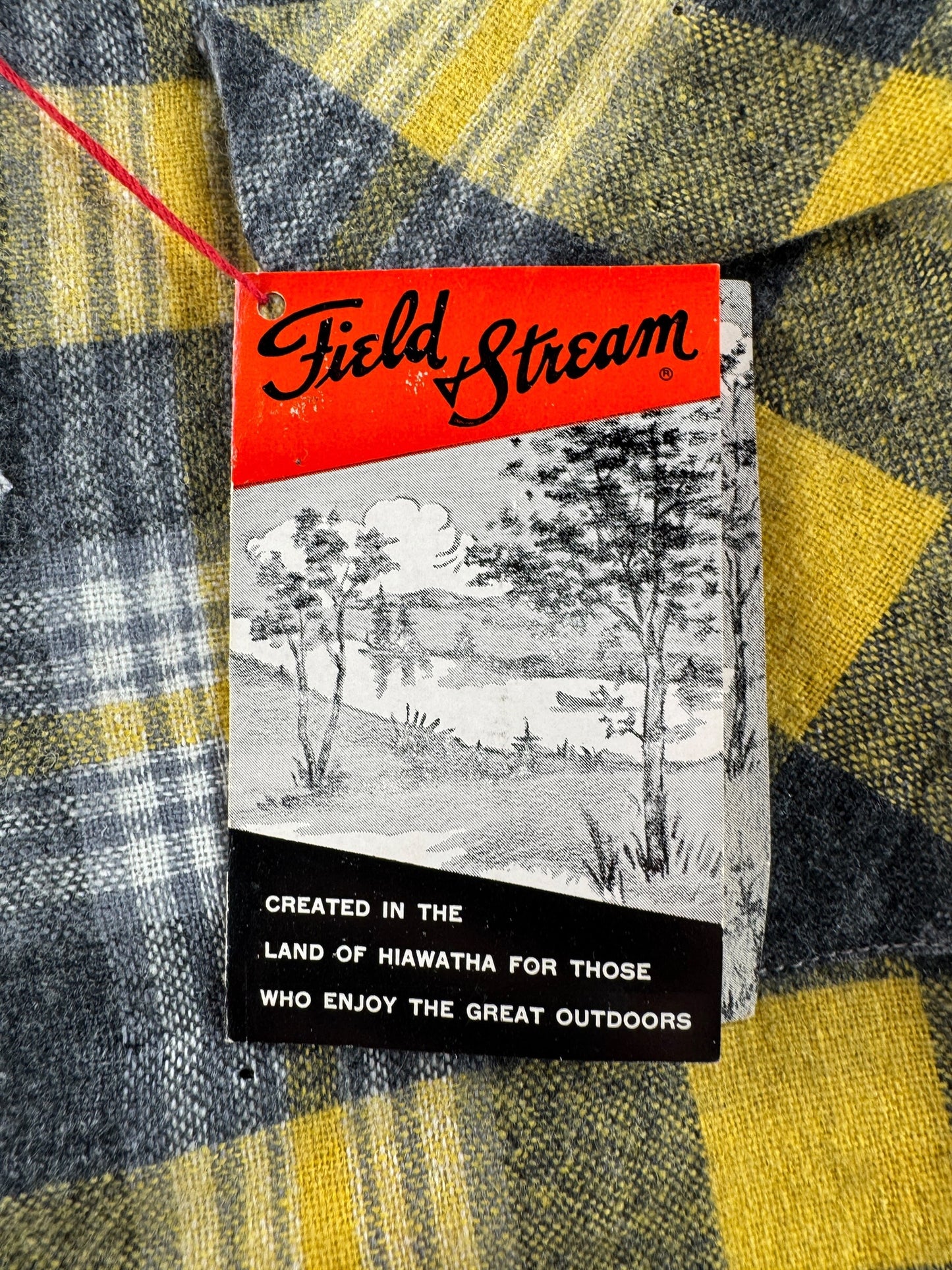 NOS Tag on Vintage NOS Field & Stream Wool Blend Flannel SZ M