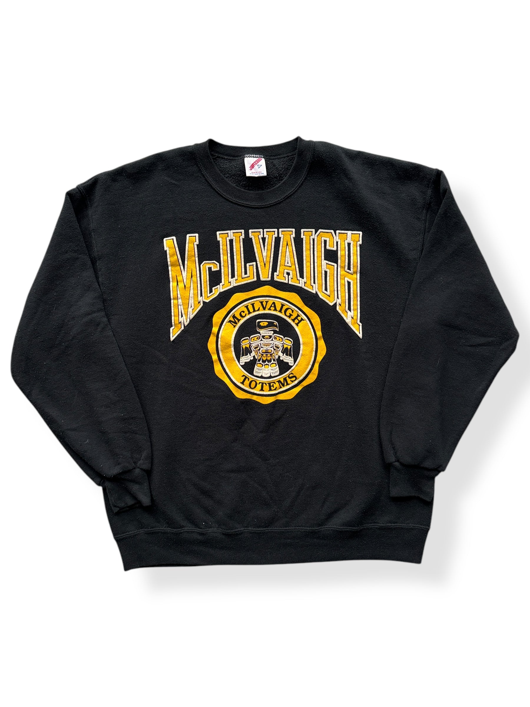 Front of Vintage McIlvaigh Totems Crewneck SZ XL