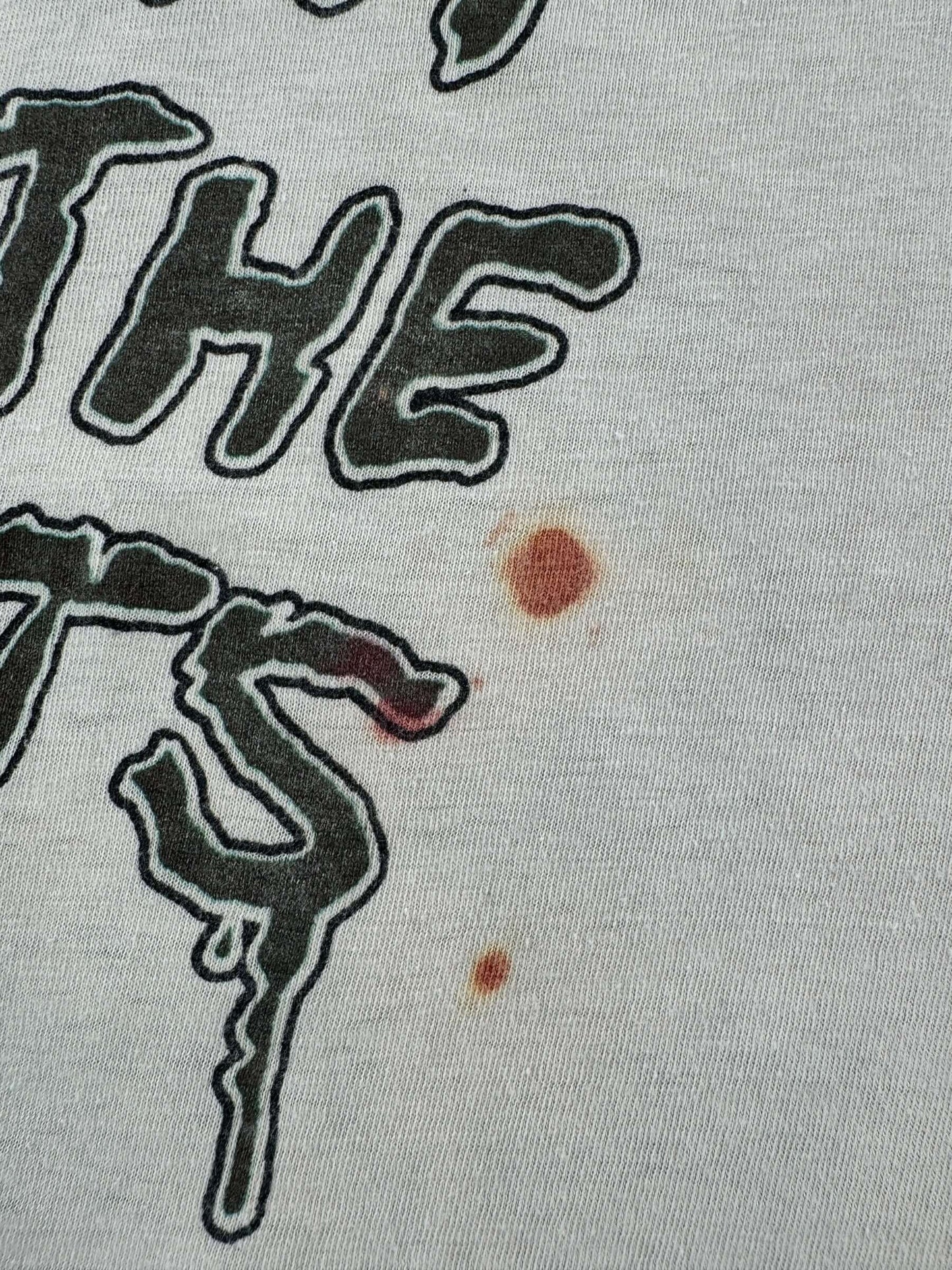 Stains on Vintage Aerosmith Right in the Nuts Raglan Tee SZ XL (Fits M)