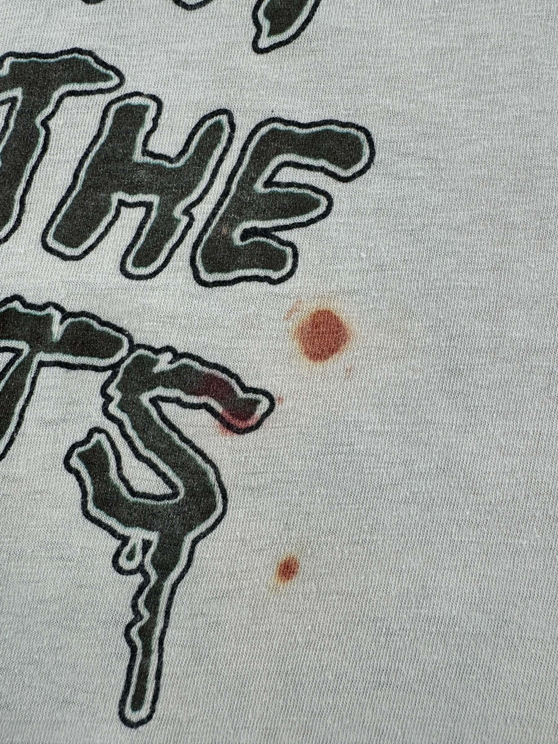 Stains on Vintage Aerosmith Right in the Nuts Raglan Tee SZ XL (Fits M)