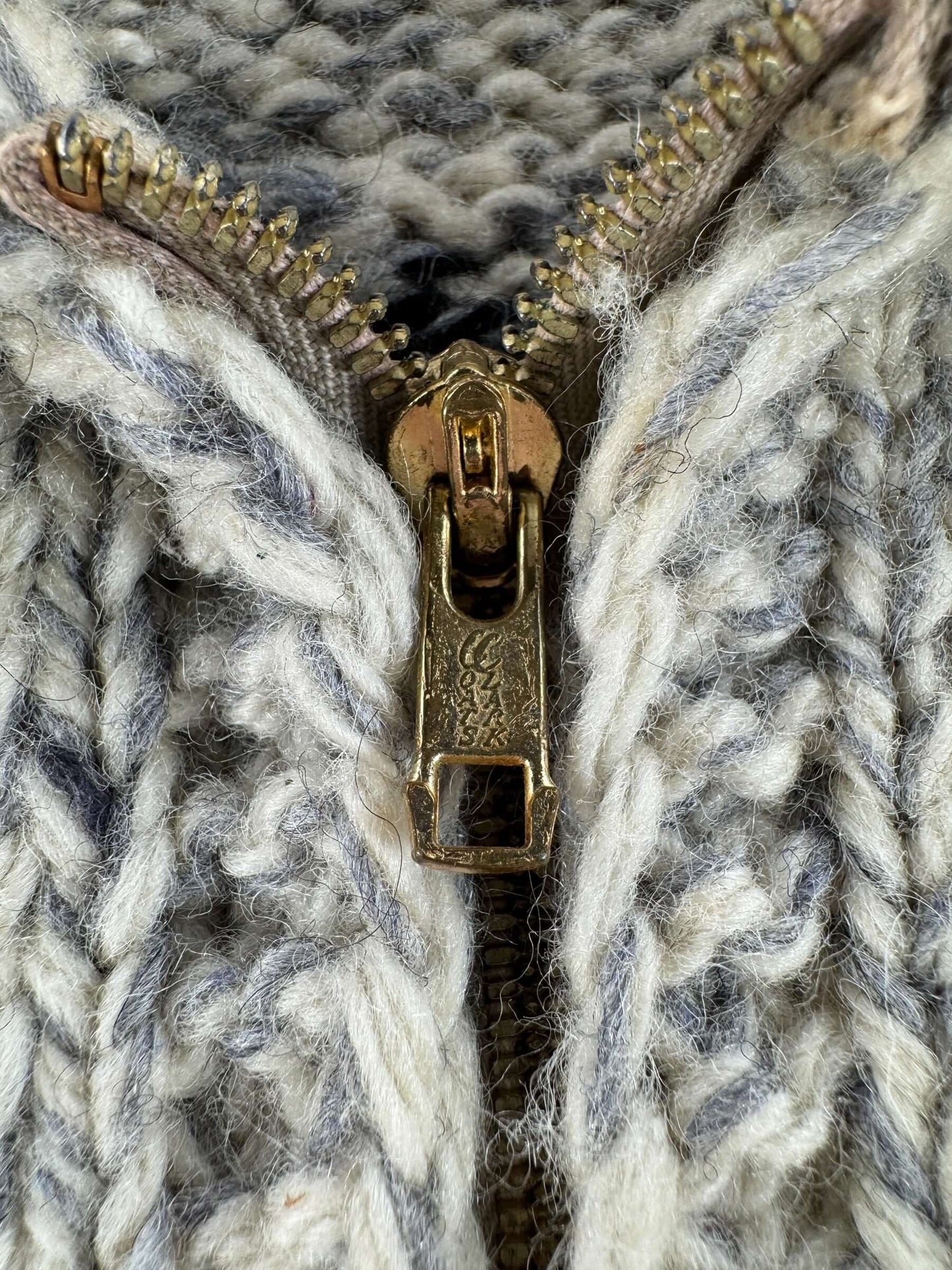 Zipper on Vintage Cowichan Style Horse Sweater AS IS SZ M/L