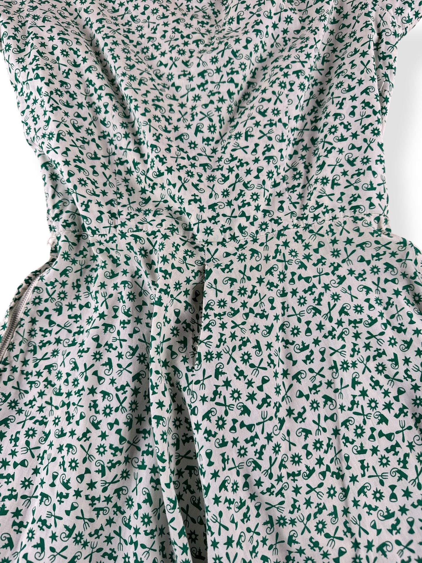 Vintage Green Patterned House Dress SZ M