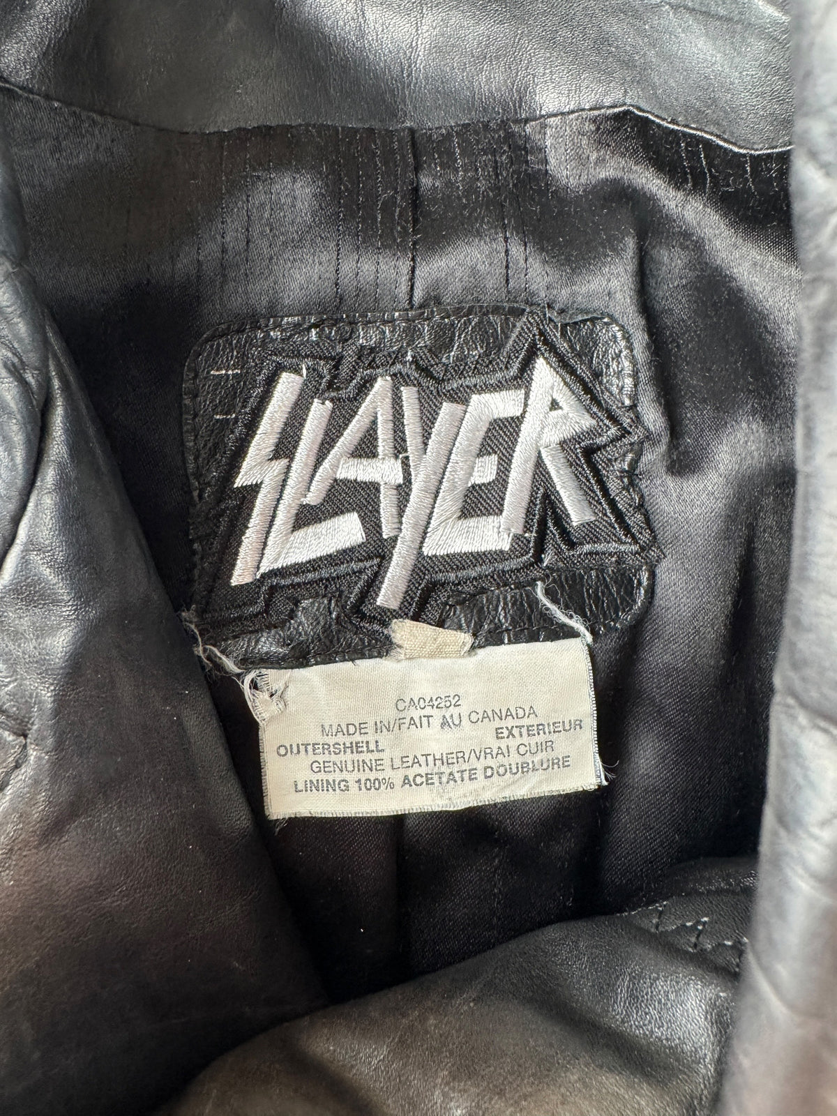 Tag on Vintage 90s Leather Battle Jacket SZ M