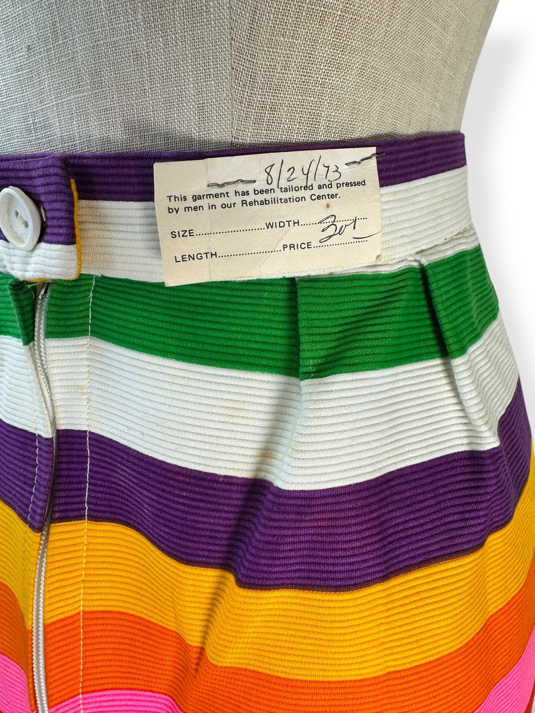 Stains of 1960s Alex Coleman Rainbow Striped Skirt AS-IS L