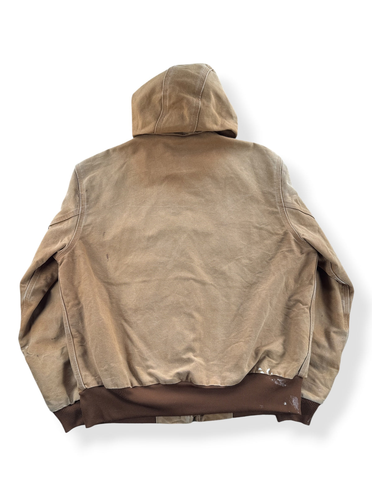 Back of Carhartt Tan Hooded Jacket SZ L