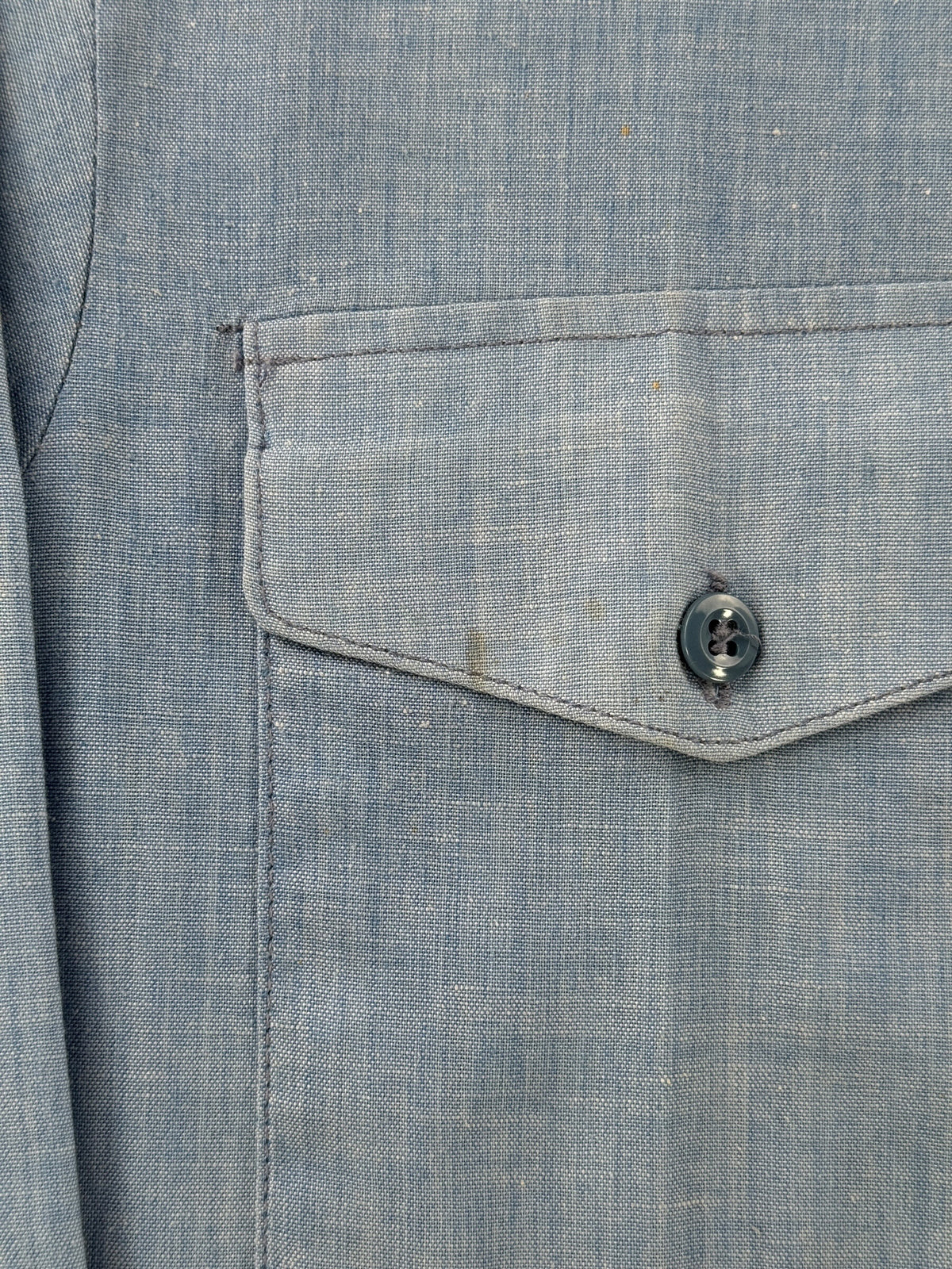 Small stain on pocket of Vintage Stenciled Chambray Shirt SZ M