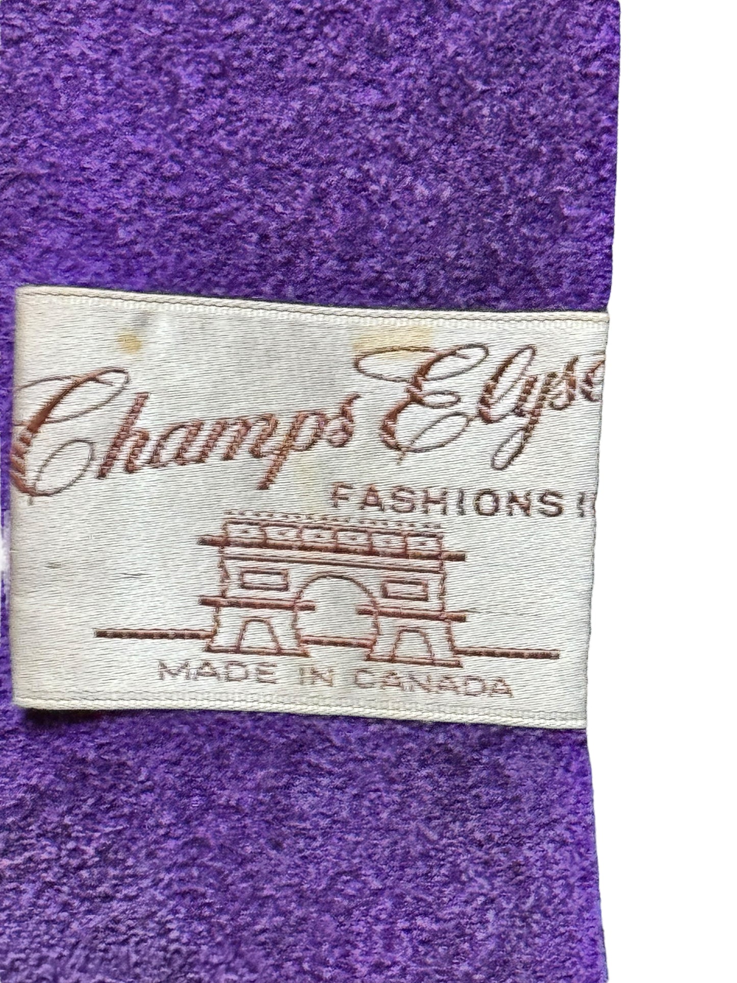 Tag view of 1960s Purple Suede Trench Coat S