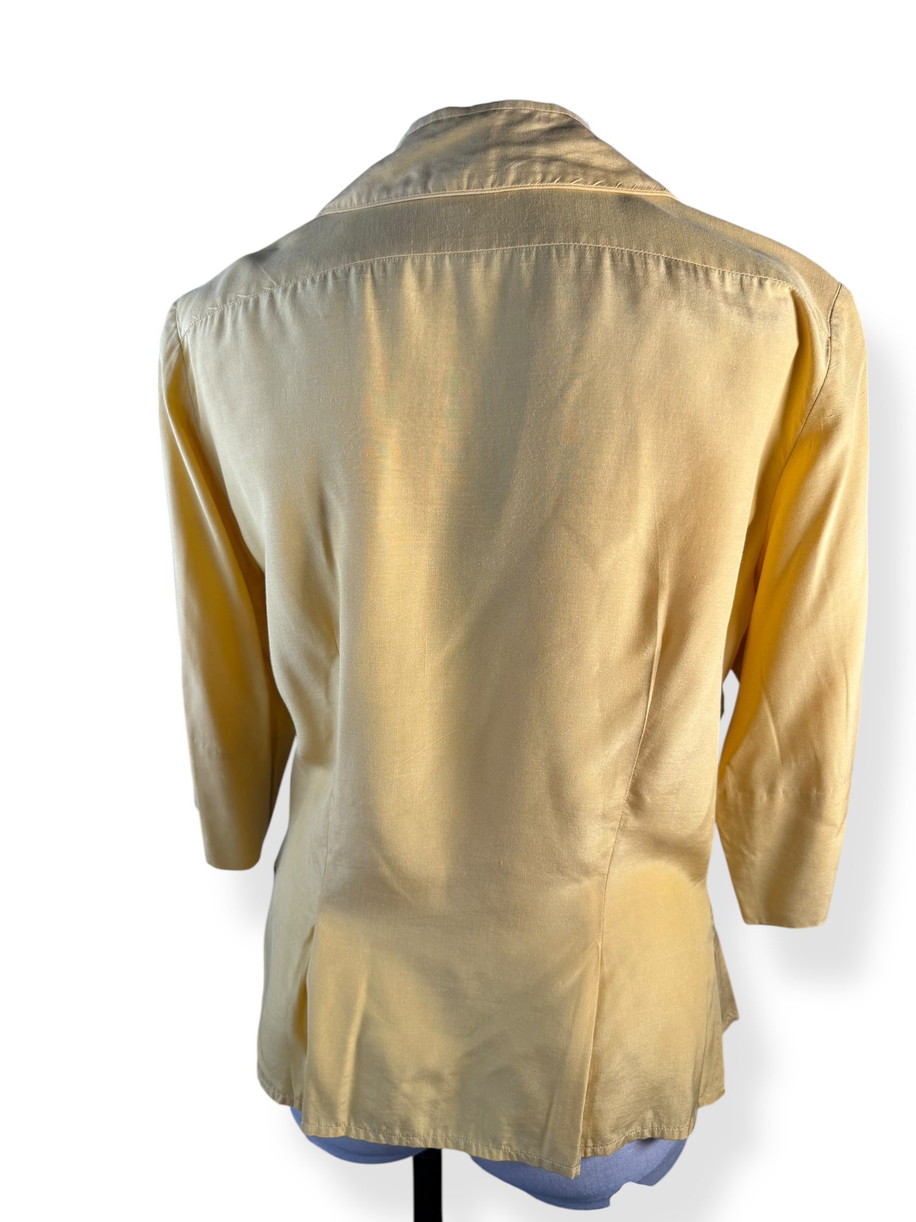 Back view of 1950s Yellow Dynasty Silk Top M