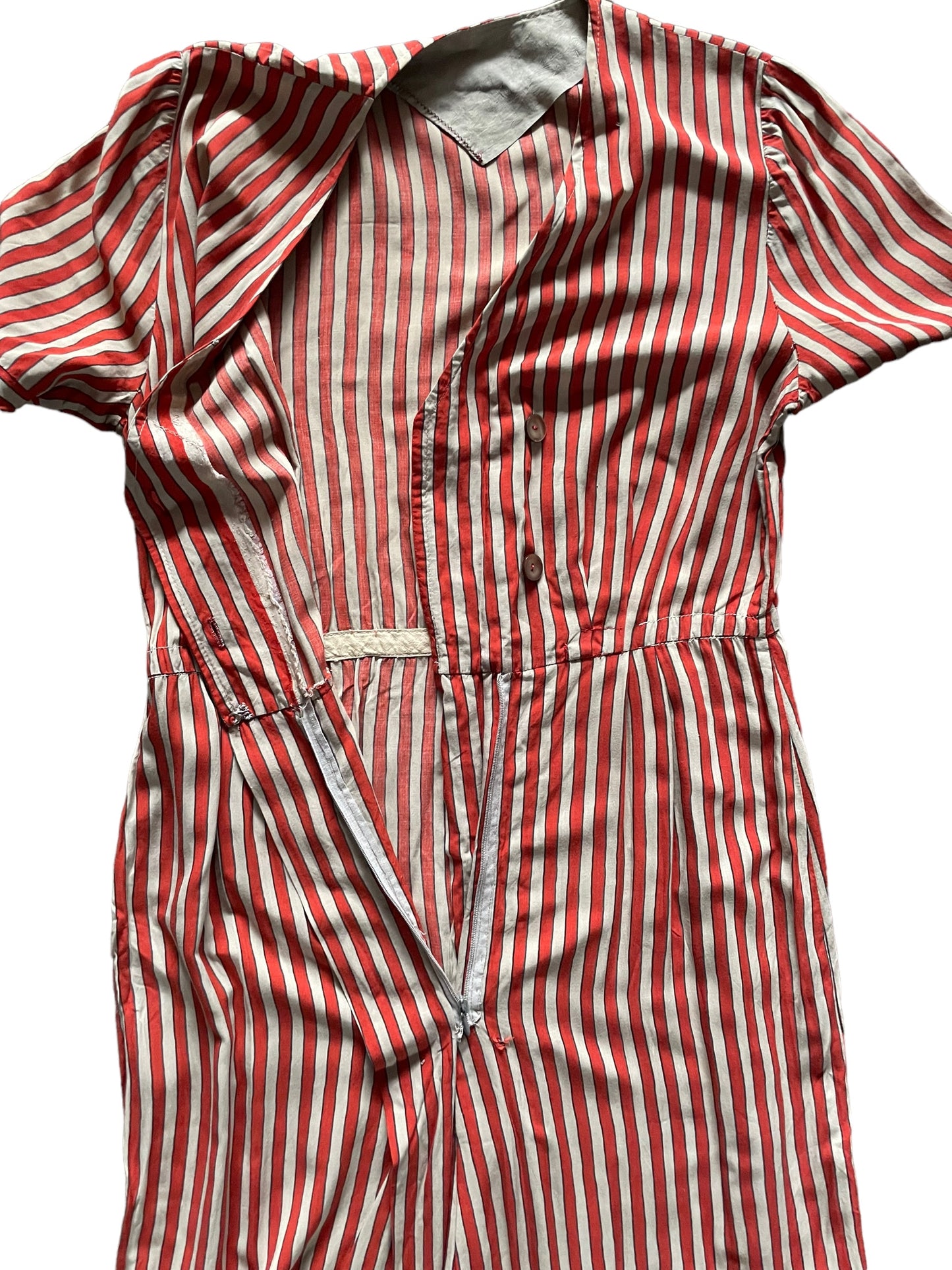 Open view of Vintage Striped Rayon Dress SZ M |  Barn Owl Vintage Dresses| Seattle Vintage Ladies Clothing
