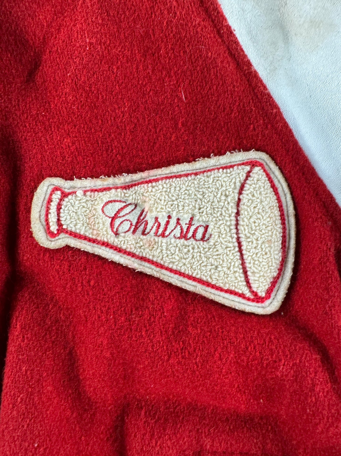 Patch on Vintage Liberty Cheerleader Varsity Jacket SZ 38 (Fits S/M)