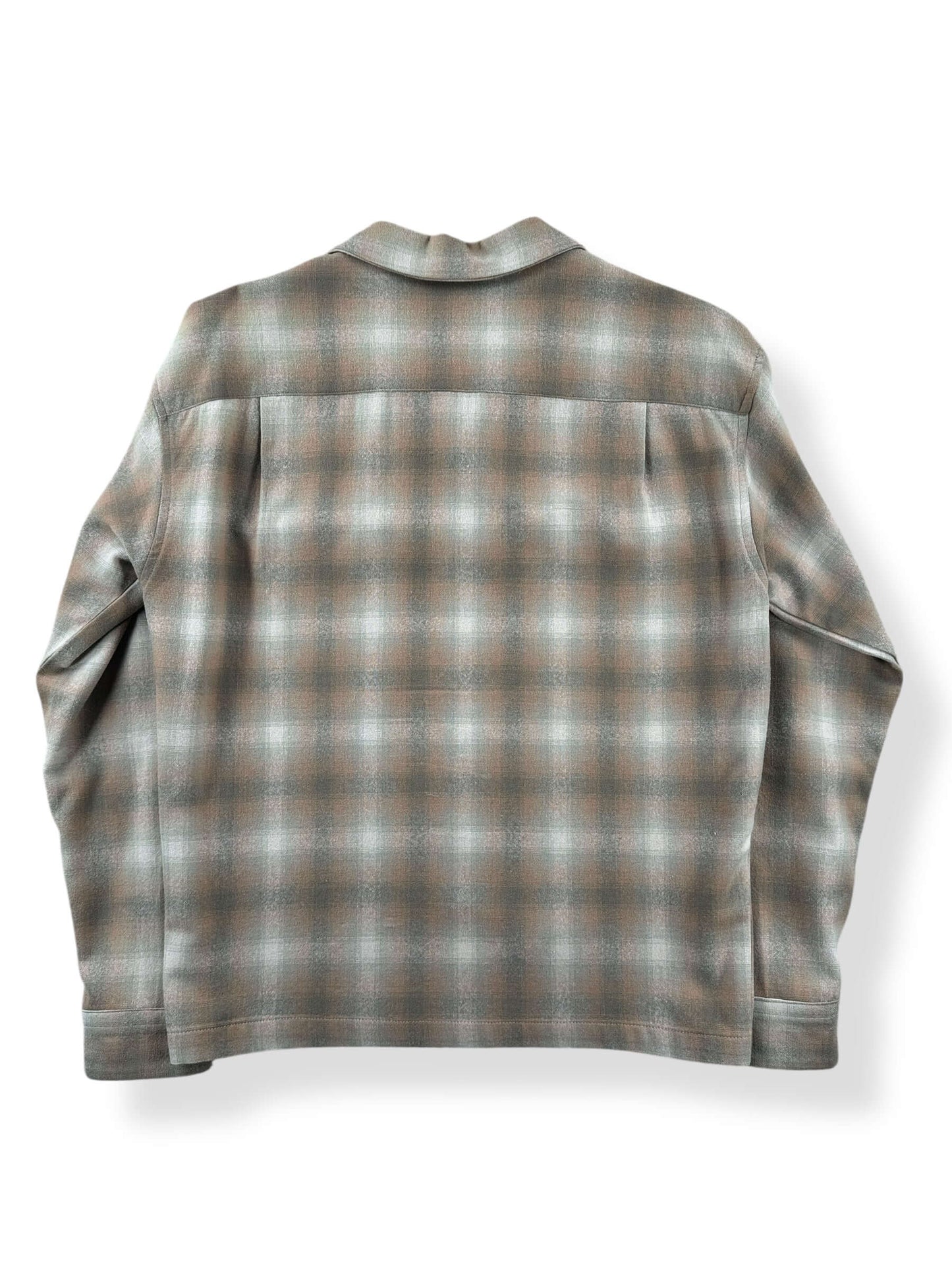 Back of Vintage Made in Mexico Pendleton Beige & Green Plaid Board Shirt SZ L