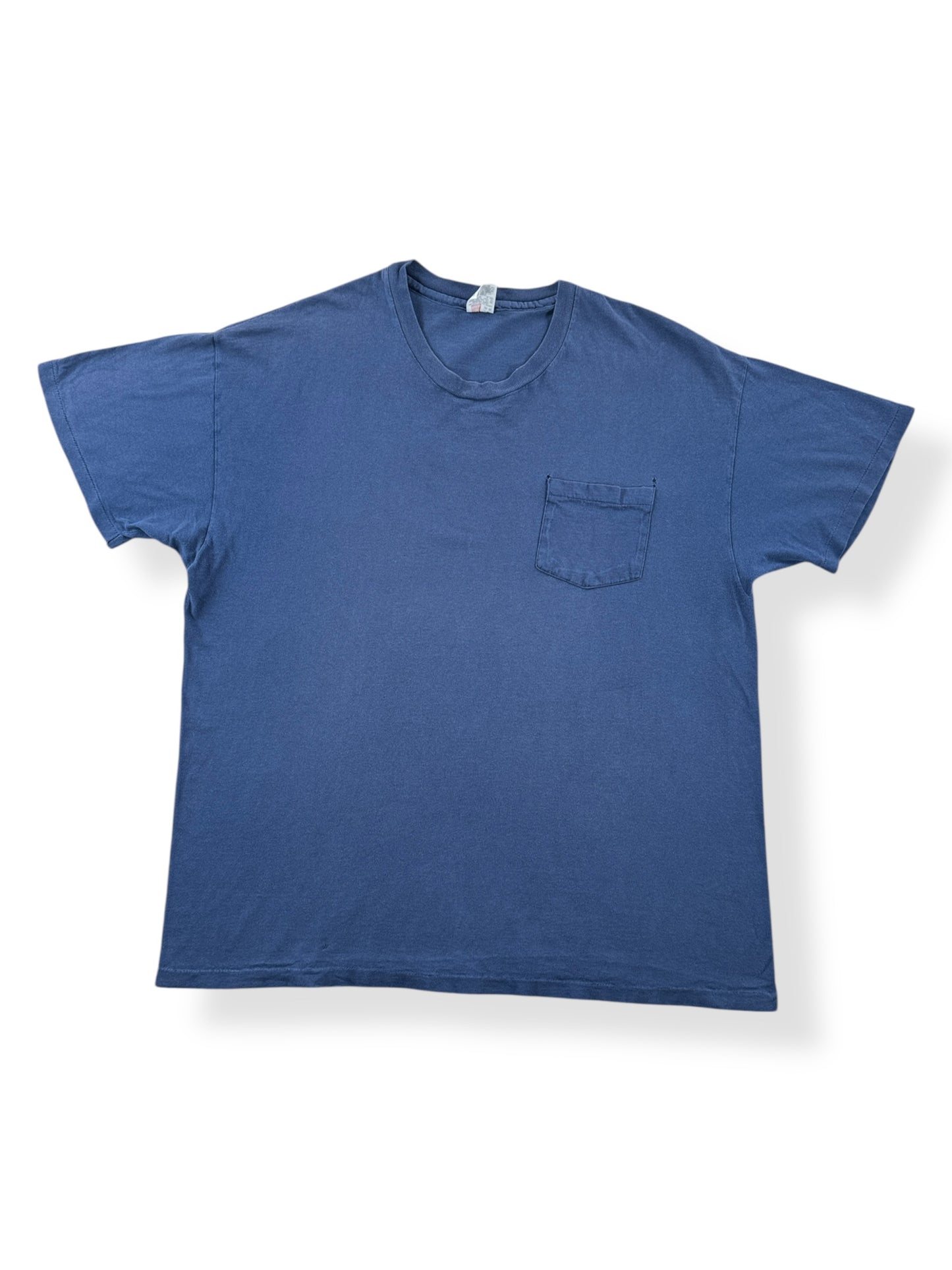 Front of Vintage Hanes Fader Navy Blue Pocket Tee SZ XL