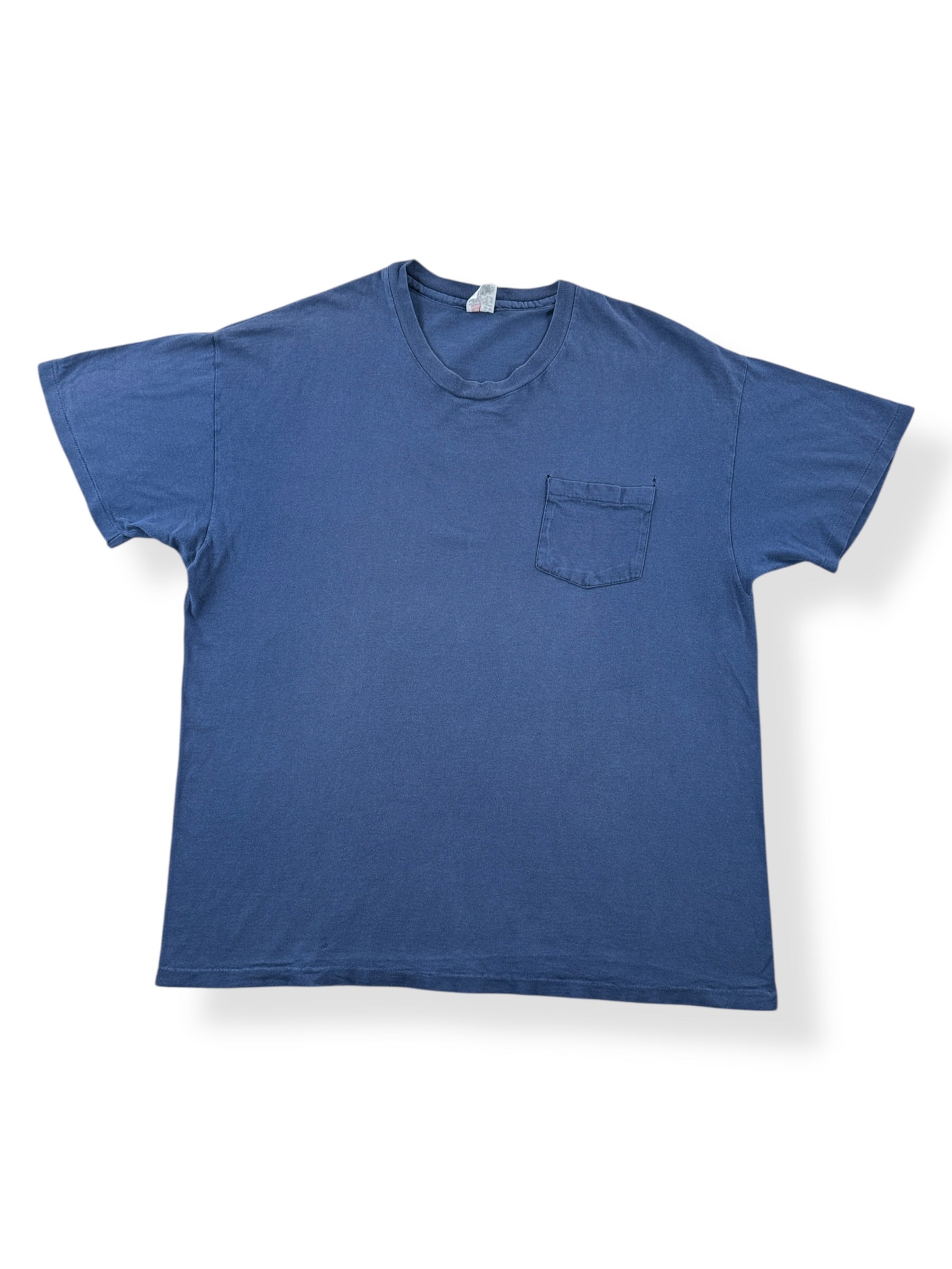 Front of Vintage Hanes Fader Navy Blue Pocket Tee SZ XL