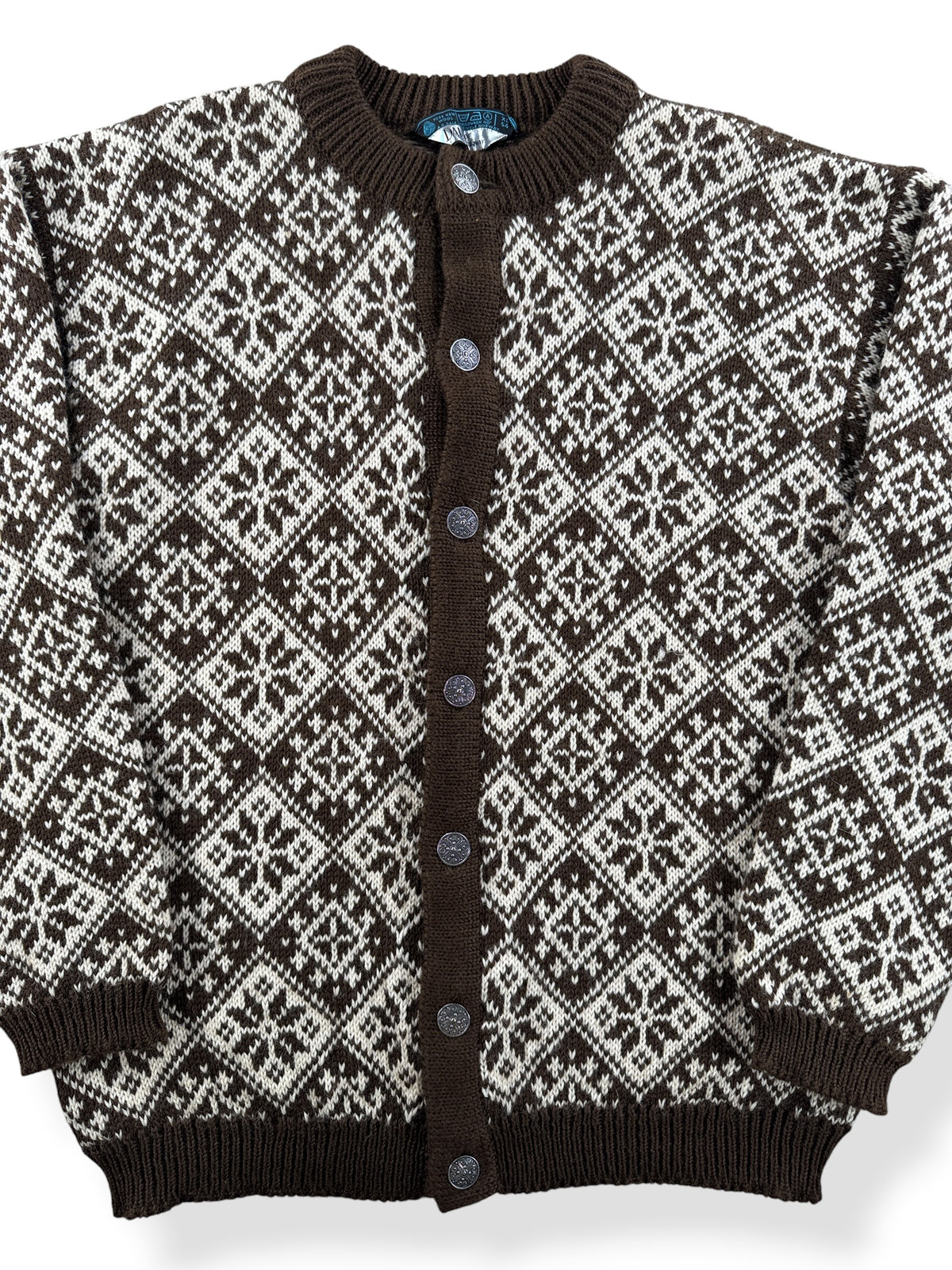 Close-up of Vintage Dale Of Norway Brown Cardigan SZ XL (Fits M)