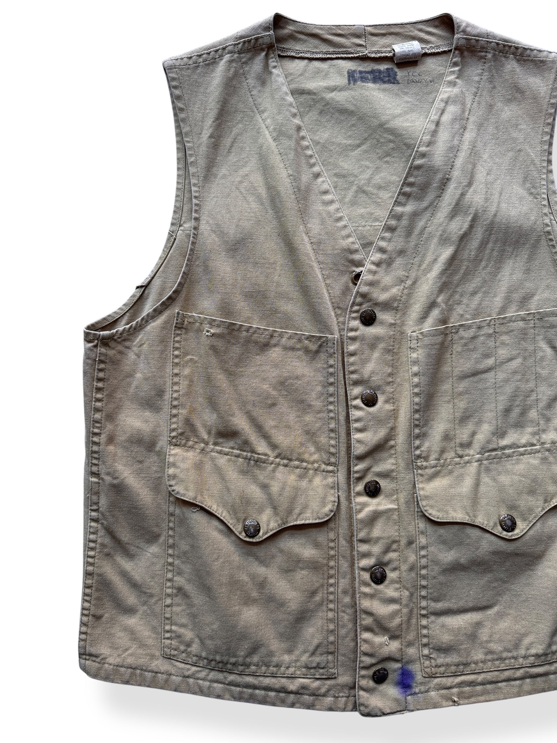 Front Right of Vintage Filson Tin Cloth Vest SZ 40