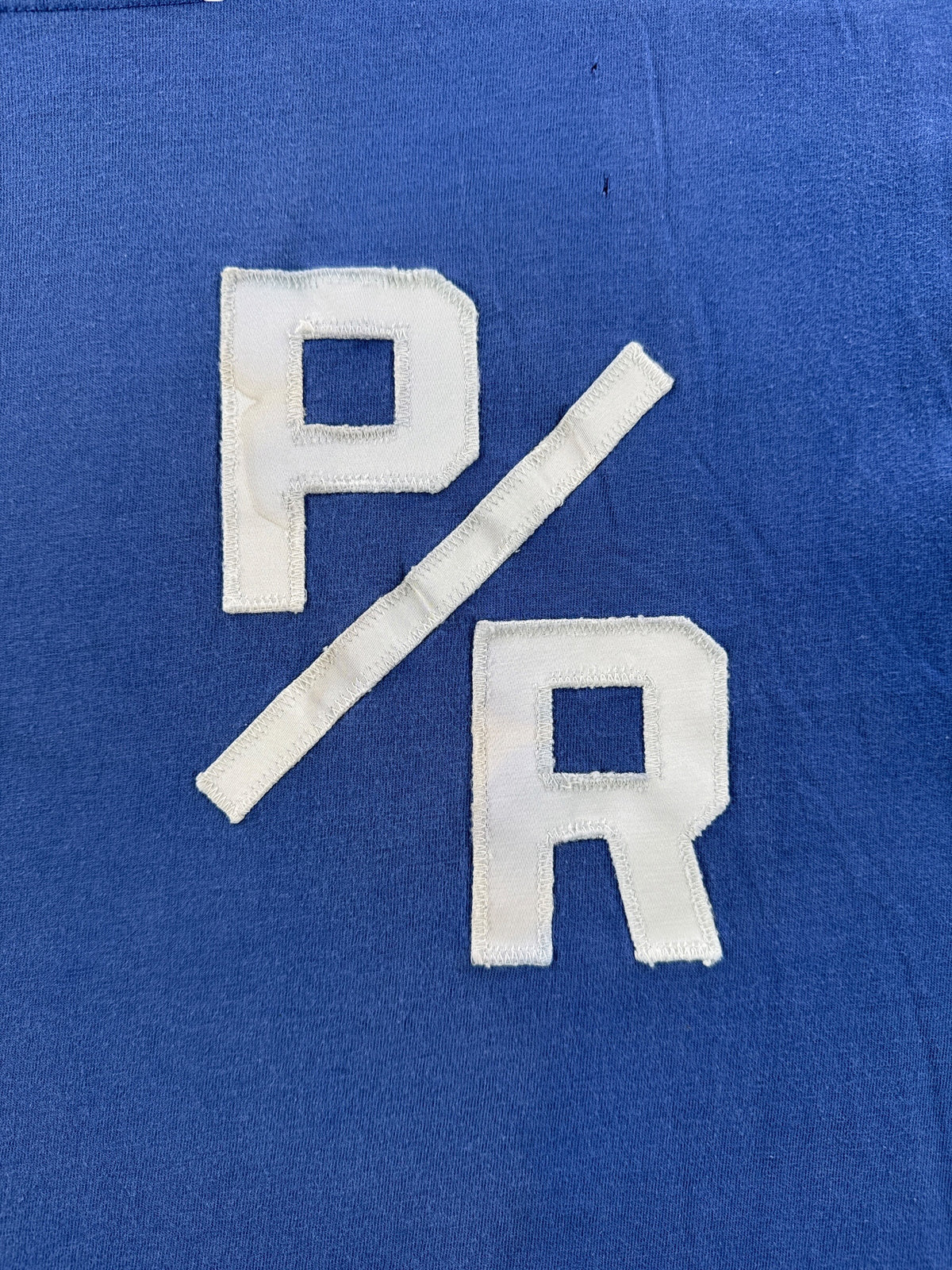 P/R logo on front of Vintage Russell Cotton Jersey SZ M (Fits S)