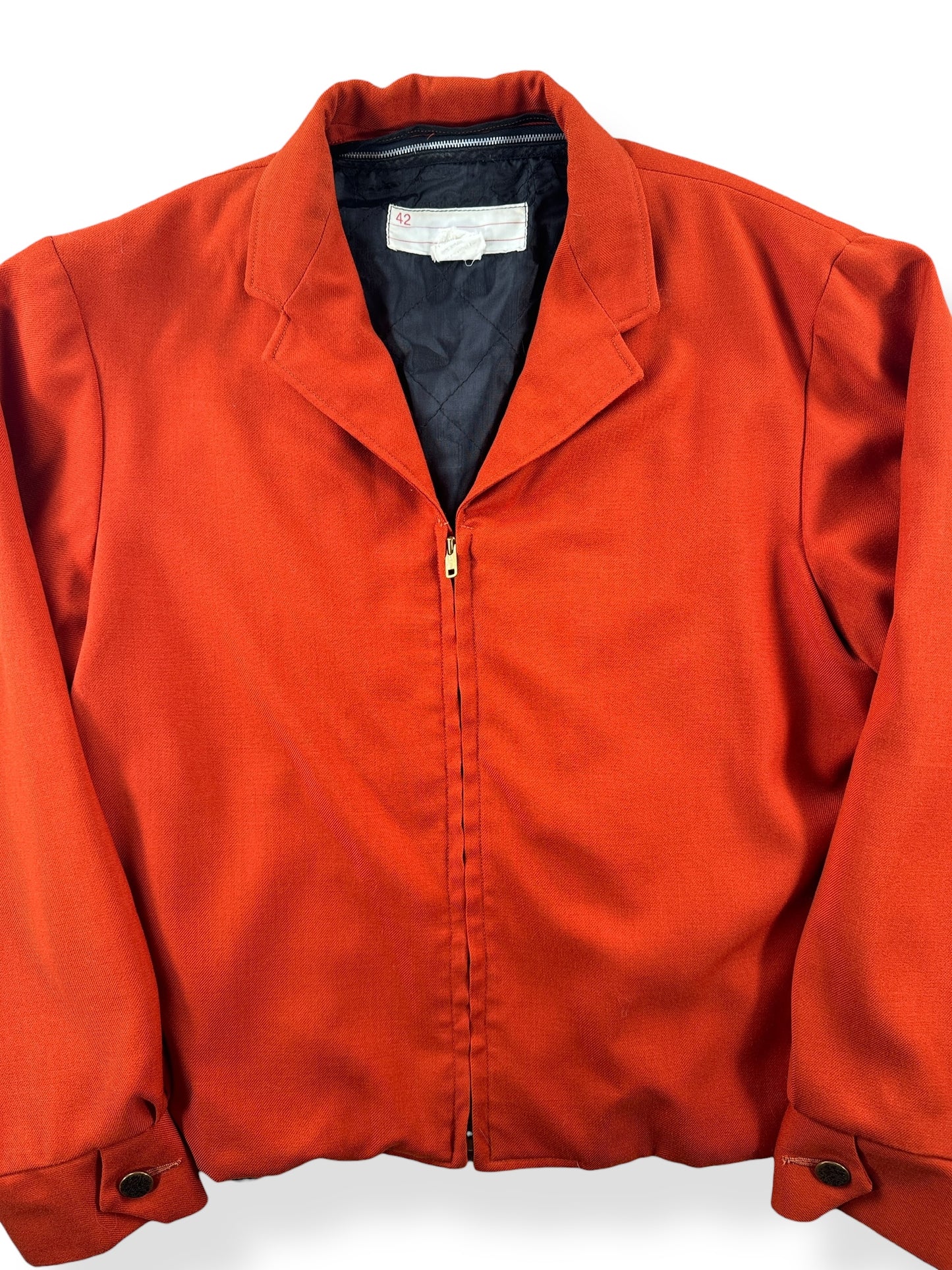 Close Up of Vintage Orange Gabardine Jacket SZ 42