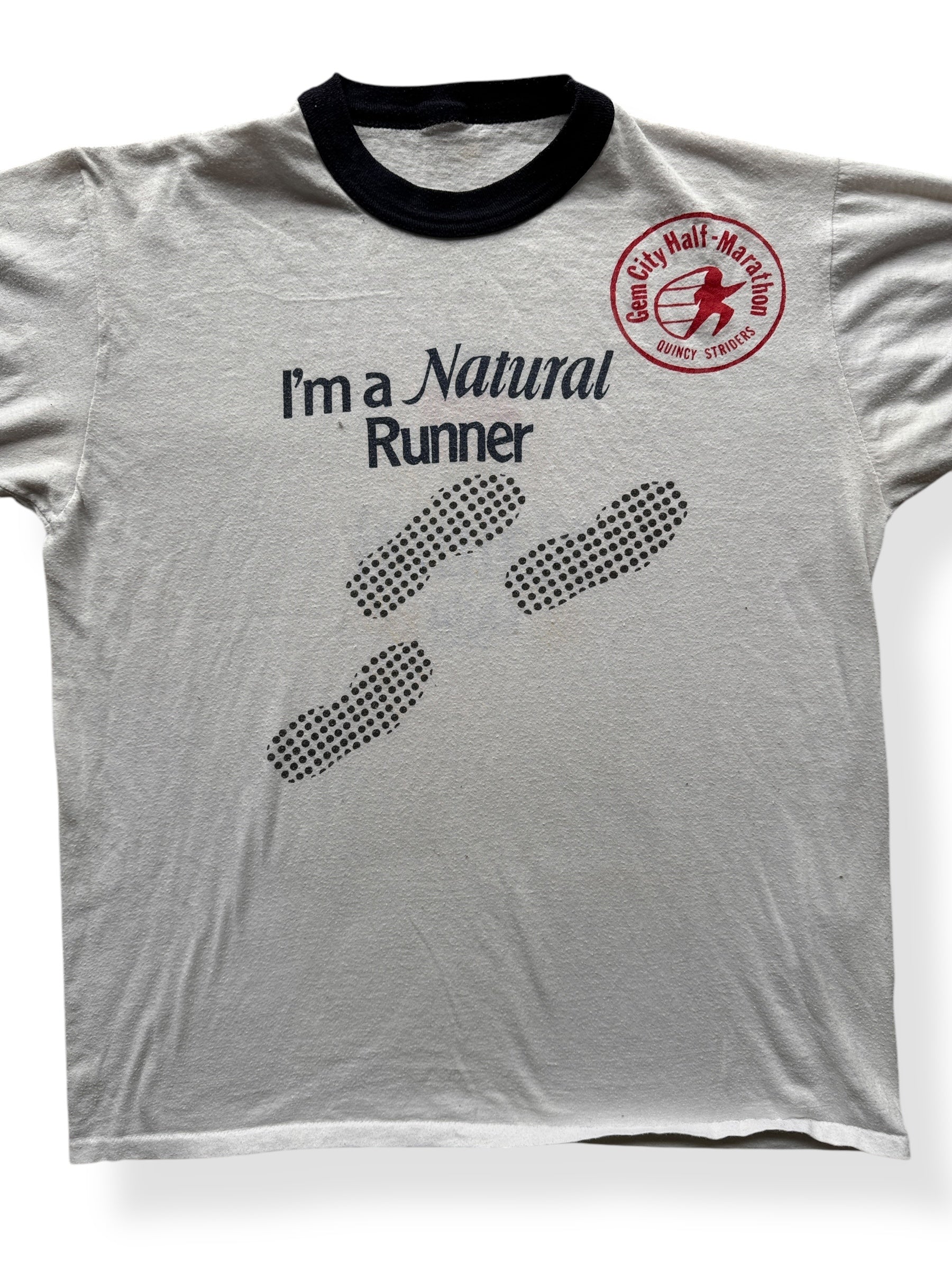 Front of Vintage I'm A Runner Ringer Tee SZ M