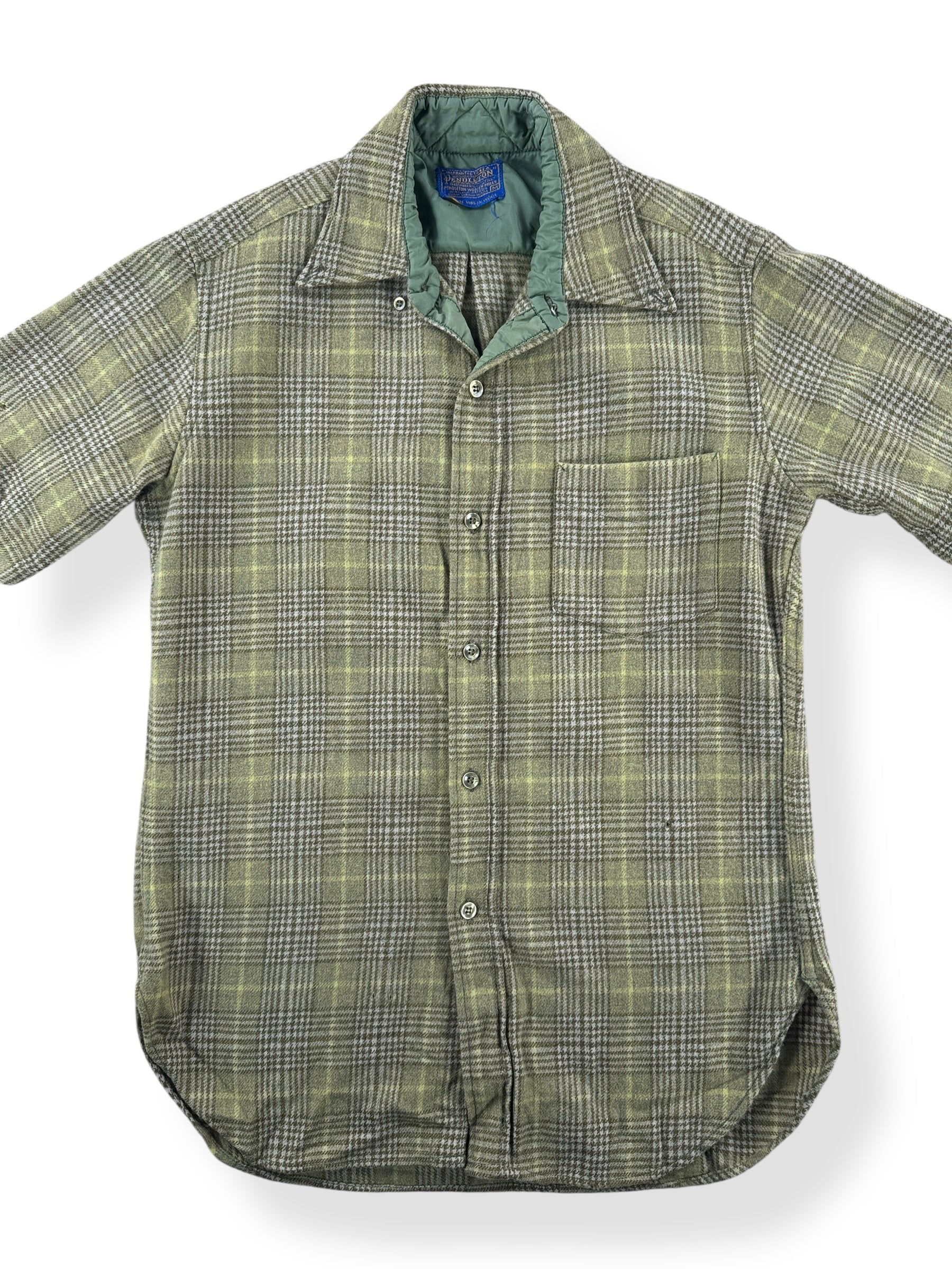 Front Close Up of Vintage Pendleton Short Sleeve Flannel SZ M AS IS