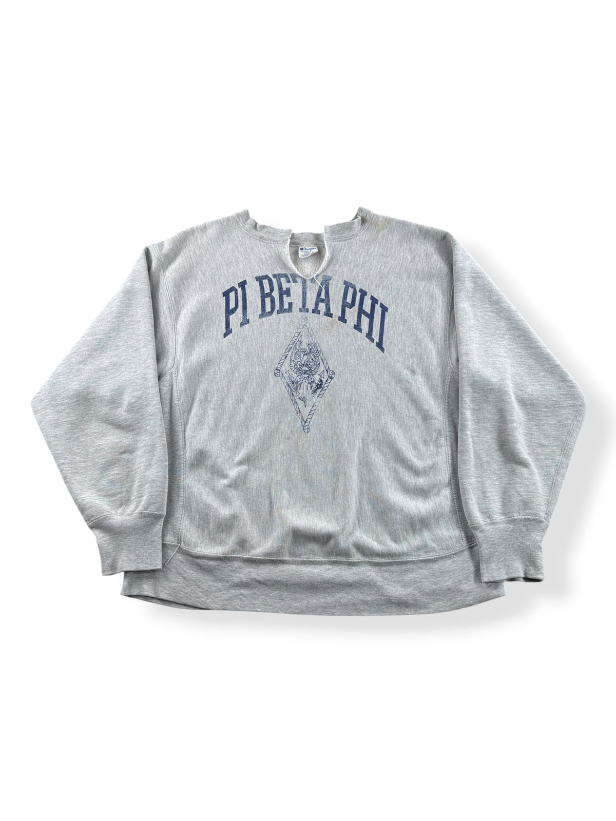 Front of Vintage Pi Beta Phi Cut Champion Reverse Weave Crewneck SZ L
