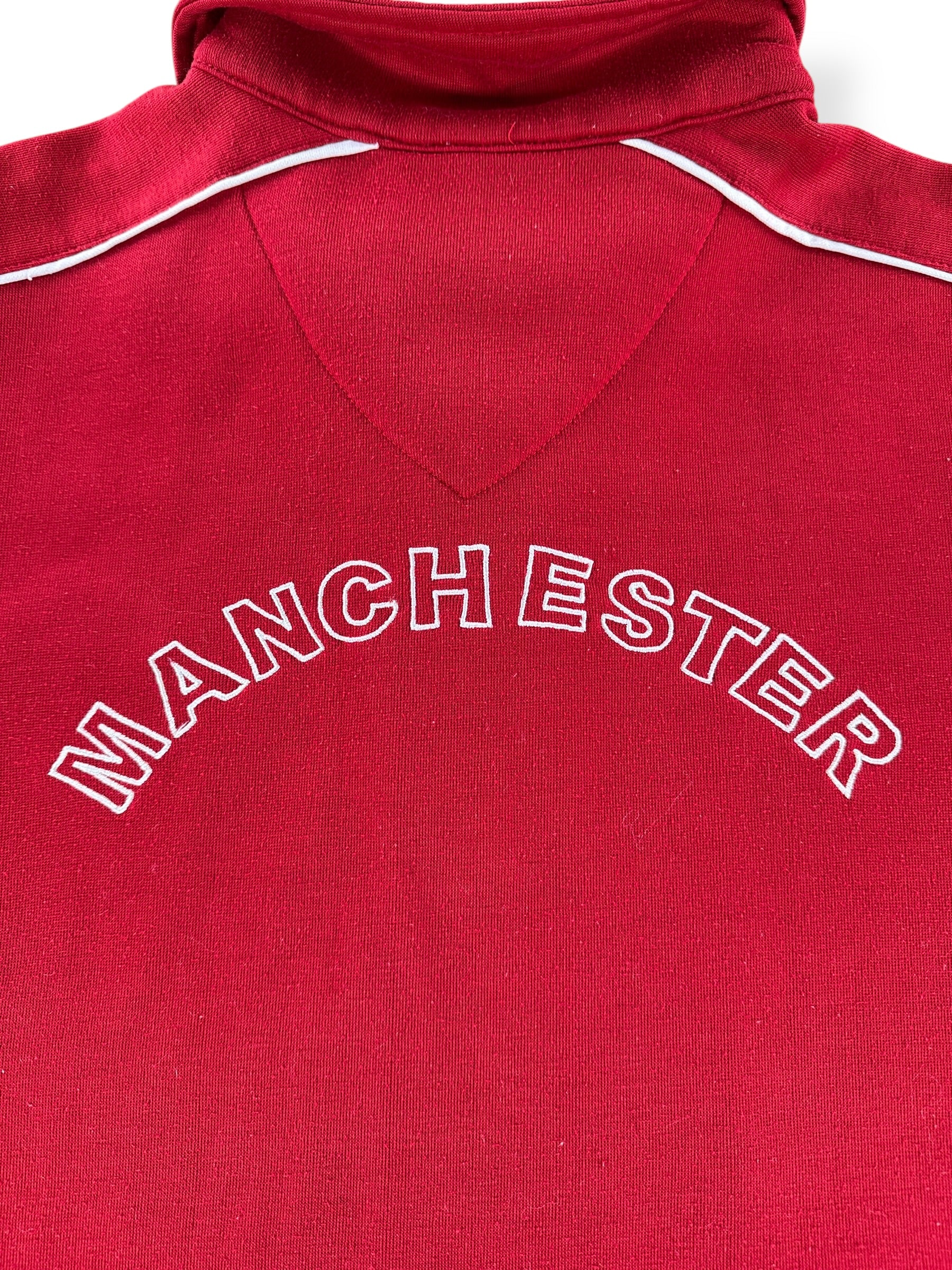 Back Embroidery on Vintage Man U Quarter Zip Crewneck SZ L