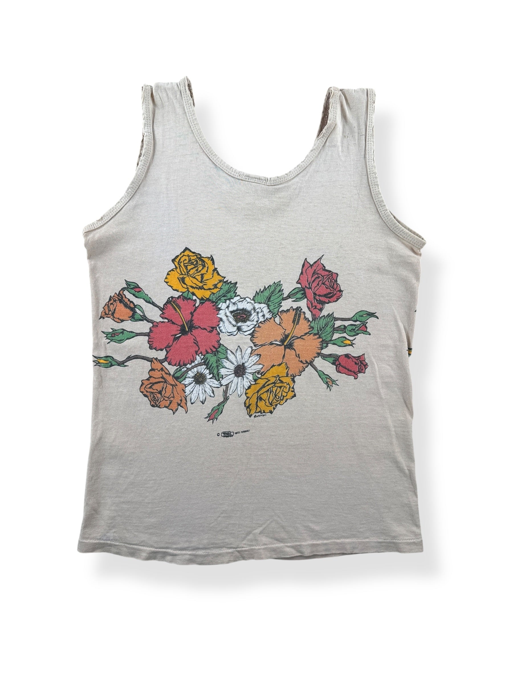 Back of Vintage Thrasher Crazy Tees Hawaii Tank Top SZ S