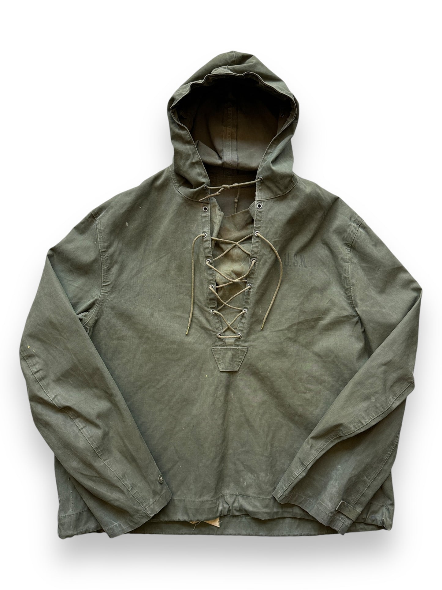 front of Vintage WWII Era Foul Weather Smock SZ M