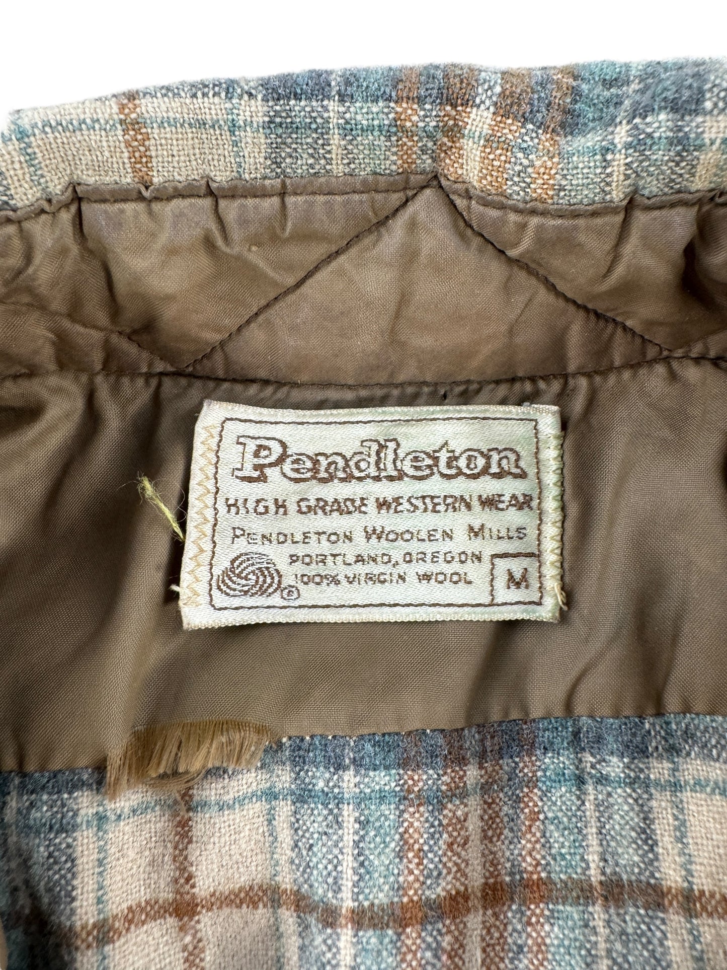 Tag on Vintage Pendleton Western Wear Pearl Snap Flannel SZ M