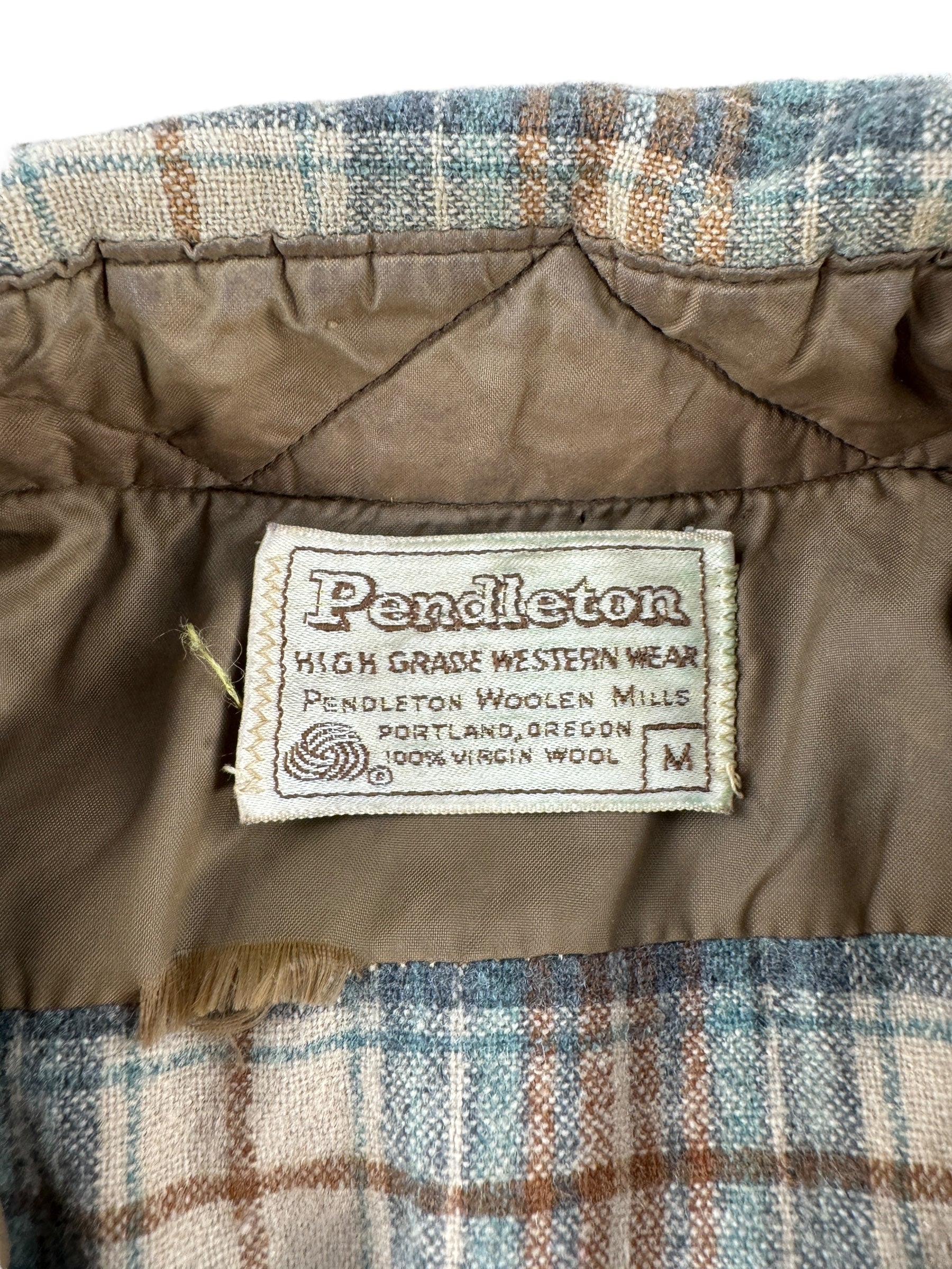 Tag on Vintage Pendleton Western Wear Pearl Snap Flannel SZ M